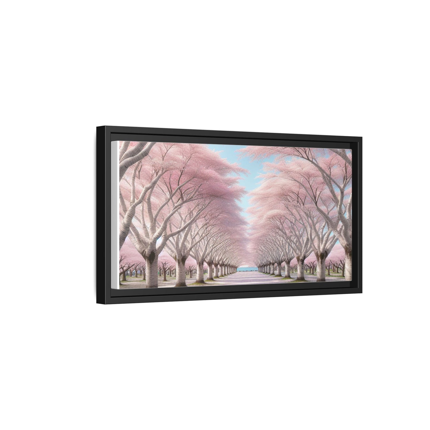 Blossom Path Canvas, Framed Wall Art, Pink Cherry Blossom Decor, Spring Home Decor, Gift for Nature Lovers, Ideal for Weddings