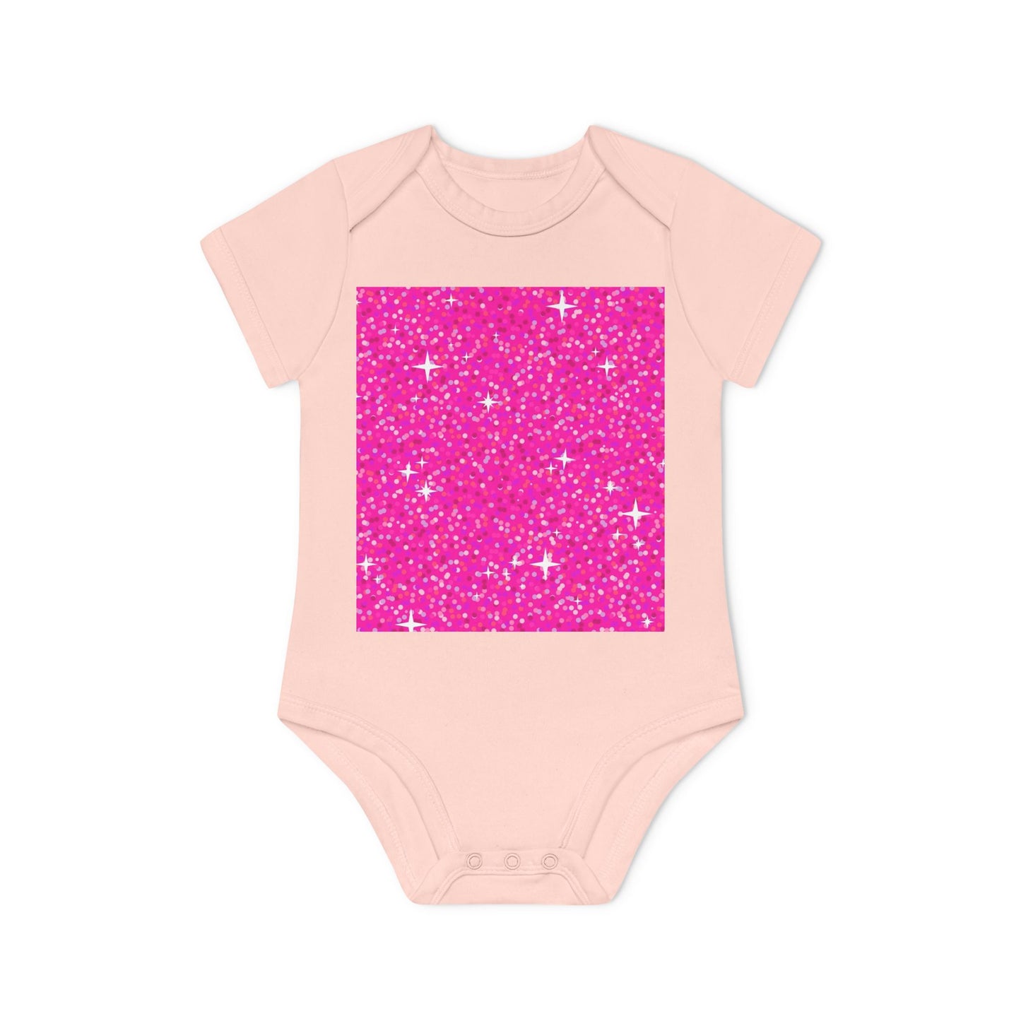 Baby Organic Bodysuit with Sparkling Pink Design, Baby Shower Gift, Cute Infant Clothing, Newborn Onesie, Eco-Friendly Baby Wear