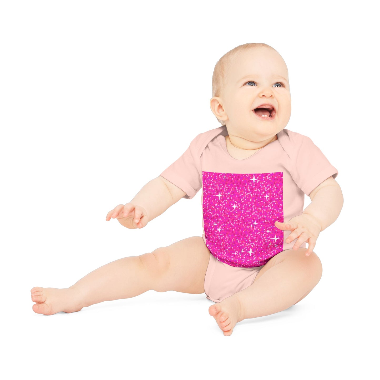 Baby Organic Bodysuit with Sparkling Pink Design, Baby Shower Gift, Cute Infant Clothing, Newborn Onesie, Eco-Friendly Baby Wear