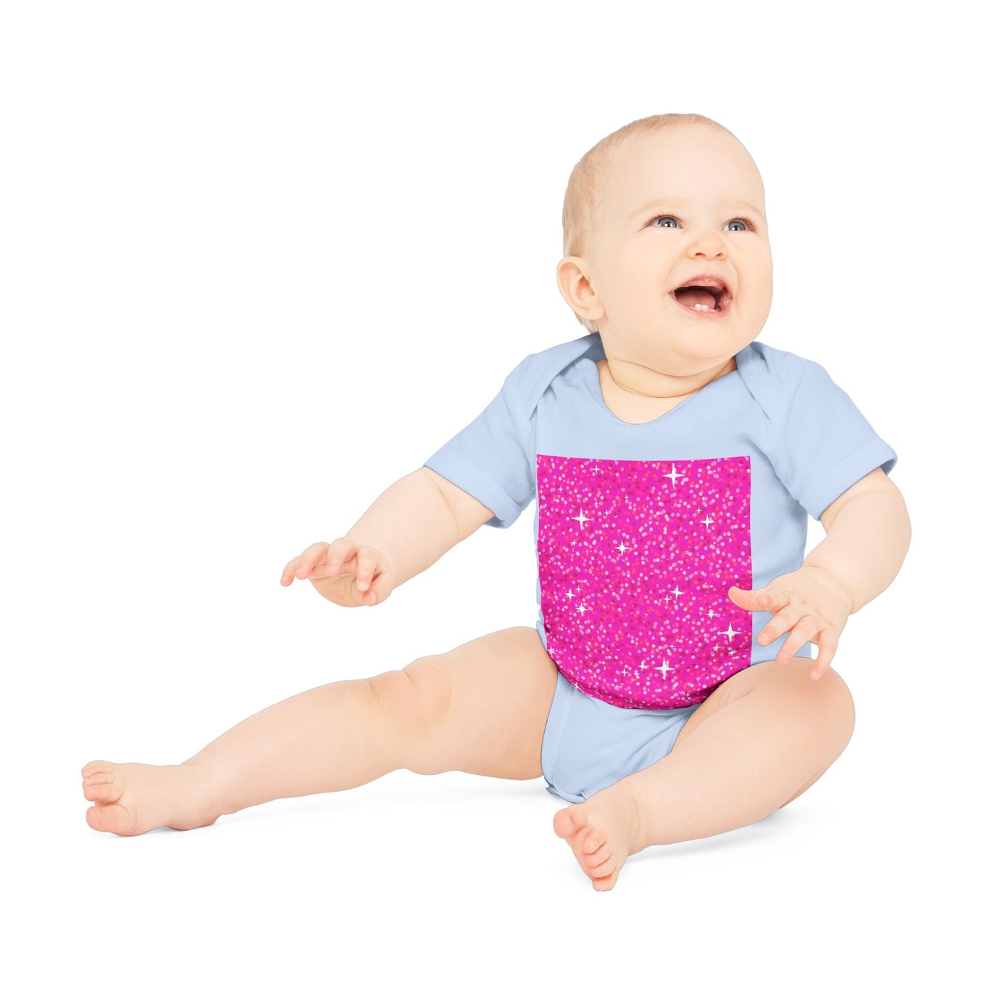Baby Organic Bodysuit with Sparkling Pink Design, Baby Shower Gift, Cute Infant Clothing, Newborn Onesie, Eco-Friendly Baby Wear