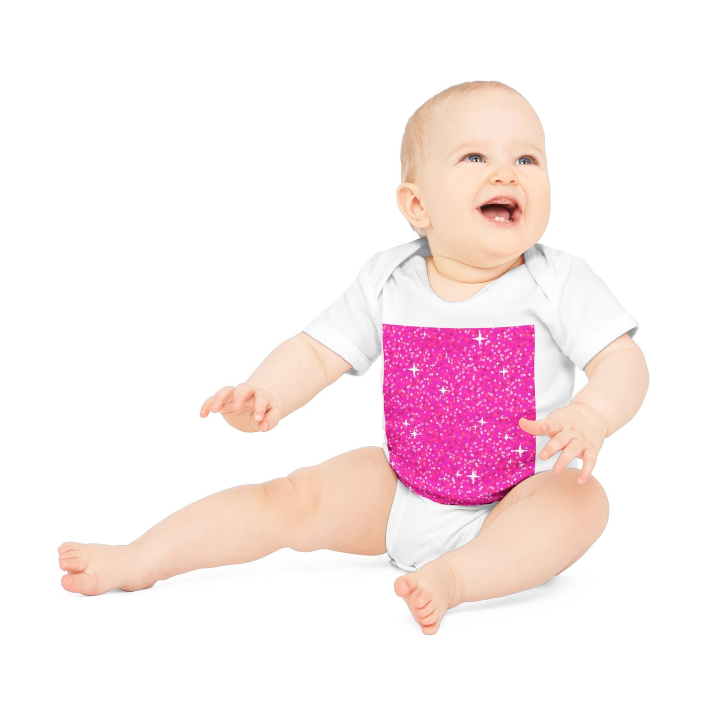 Baby Organic Bodysuit with Sparkling Pink Design, Baby Shower Gift, Cute Infant Clothing, Newborn Onesie, Eco-Friendly Baby Wear