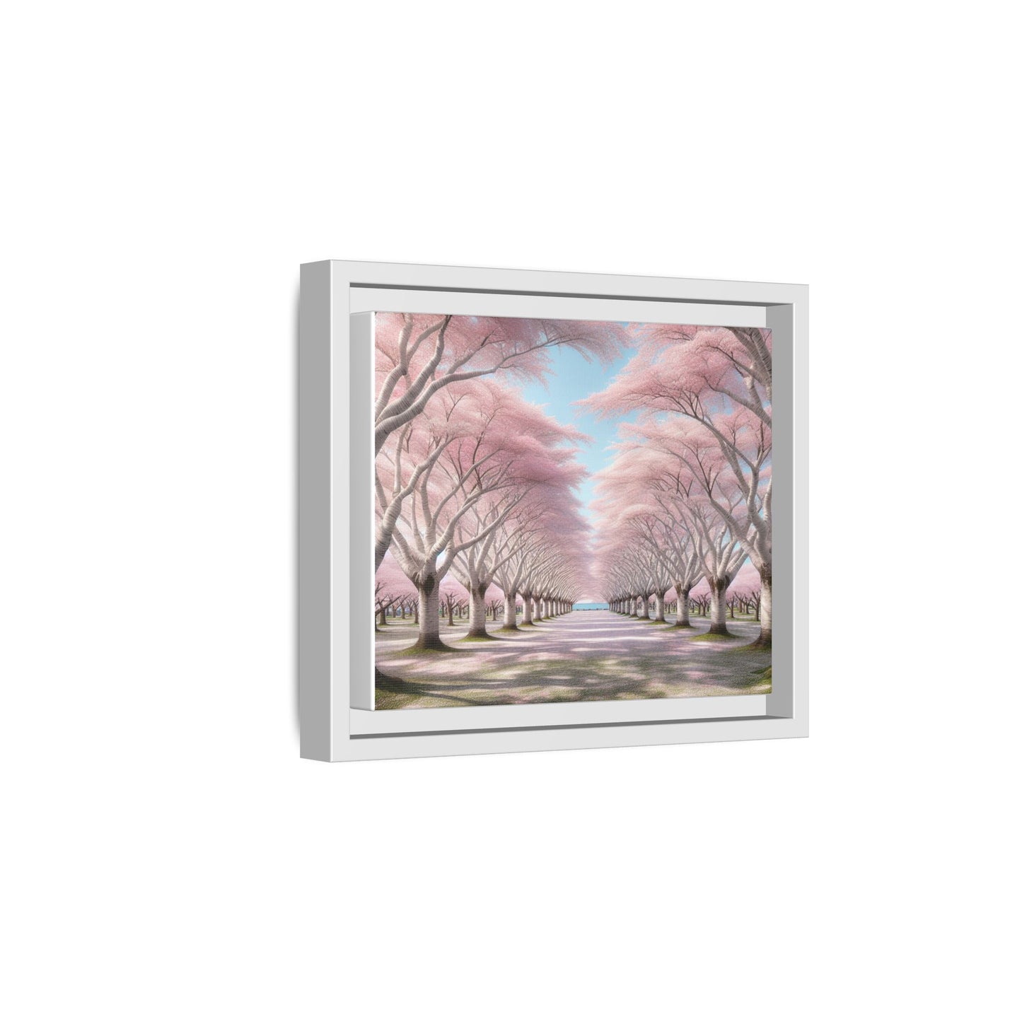Blossom Path Canvas, Framed Wall Art, Pink Cherry Blossom Decor, Spring Home Decor, Gift for Nature Lovers, Ideal for Weddings