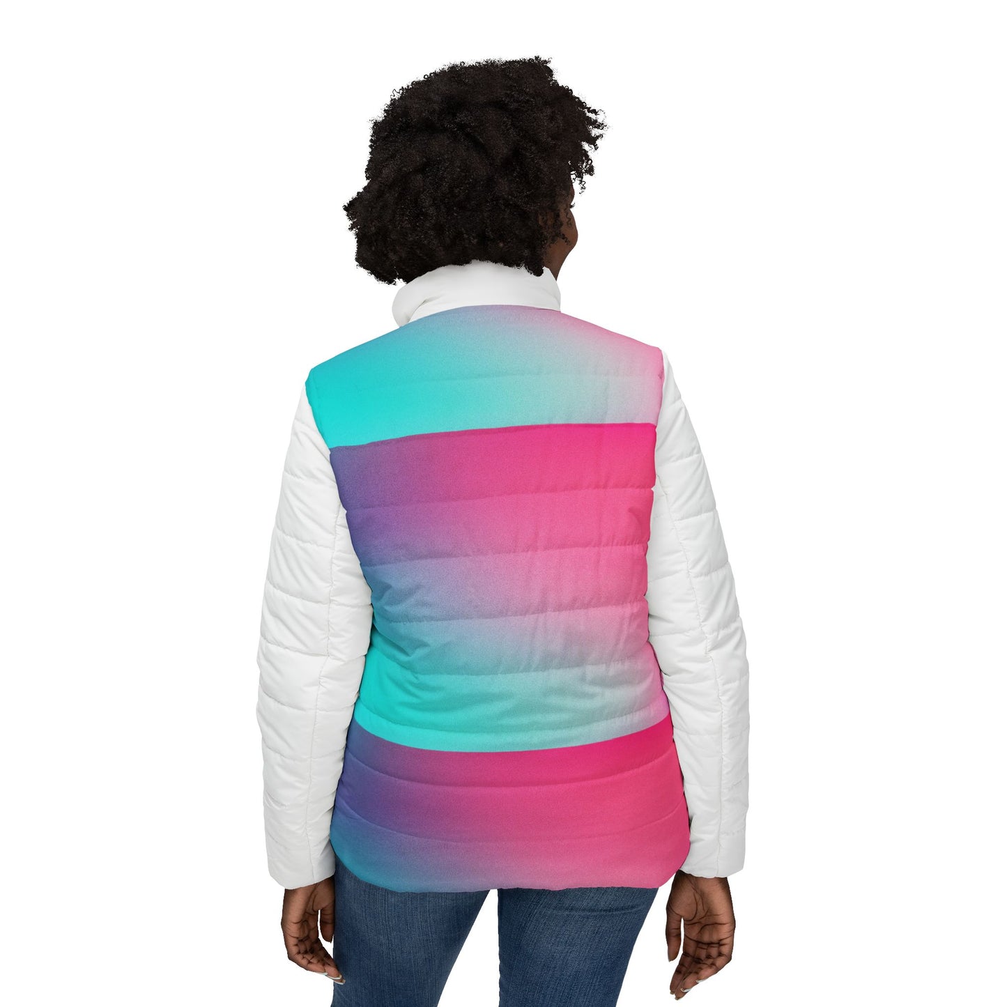 Gradient Women’s Puffer Jacket - Chic Outerwear for All Seasons, Perfect for Casual Outings, Layering, Adventurous Spirit, Gift for Her