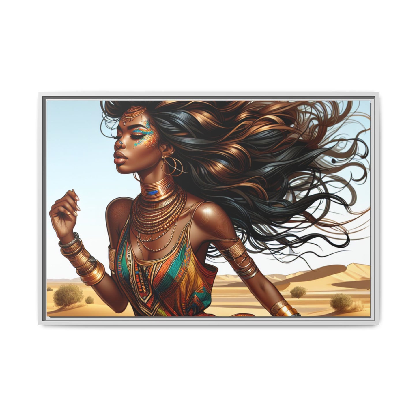 Framed Matte Canvas Art Print - Bohemian Elegance for Home Decor, African Woman Portrait, Gift for Art Lovers, Wall Decoration, [...]