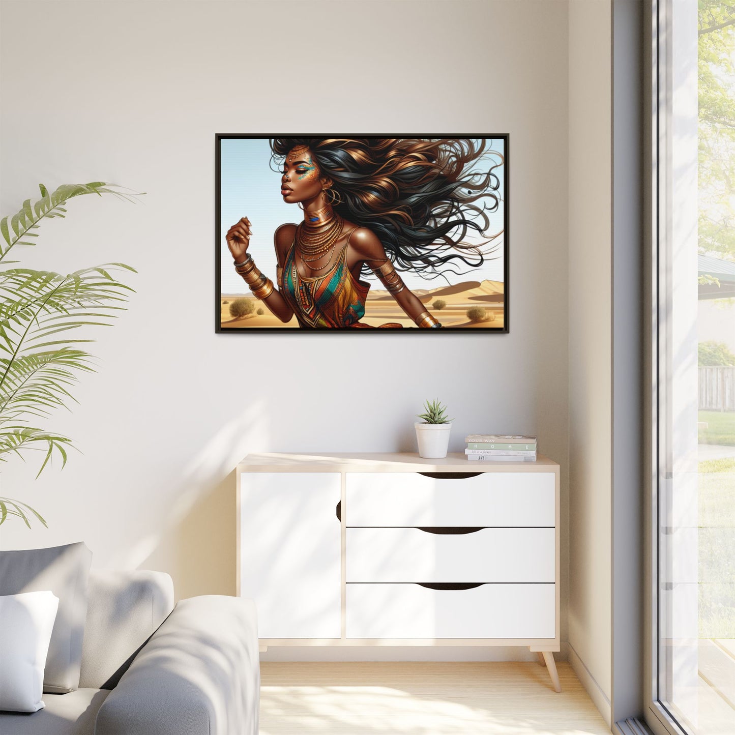 Framed Matte Canvas Art Print - Bohemian Elegance for Home Decor, African Woman Portrait, Gift for Art Lovers, Wall Decoration, [...]