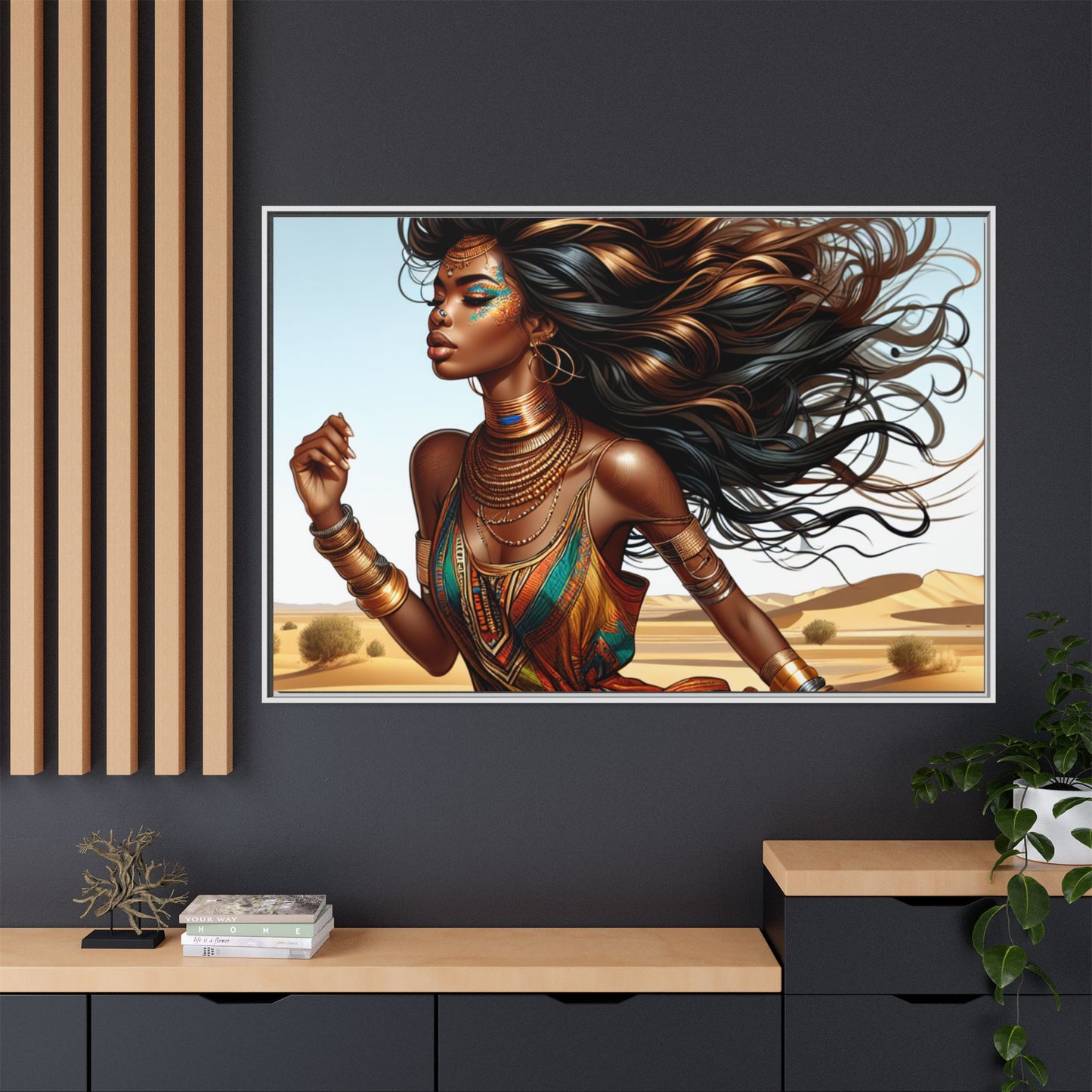 Framed Matte Canvas Art Print - Bohemian Elegance for Home Decor, African Woman Portrait, Gift for Art Lovers, Wall Decoration, [...]