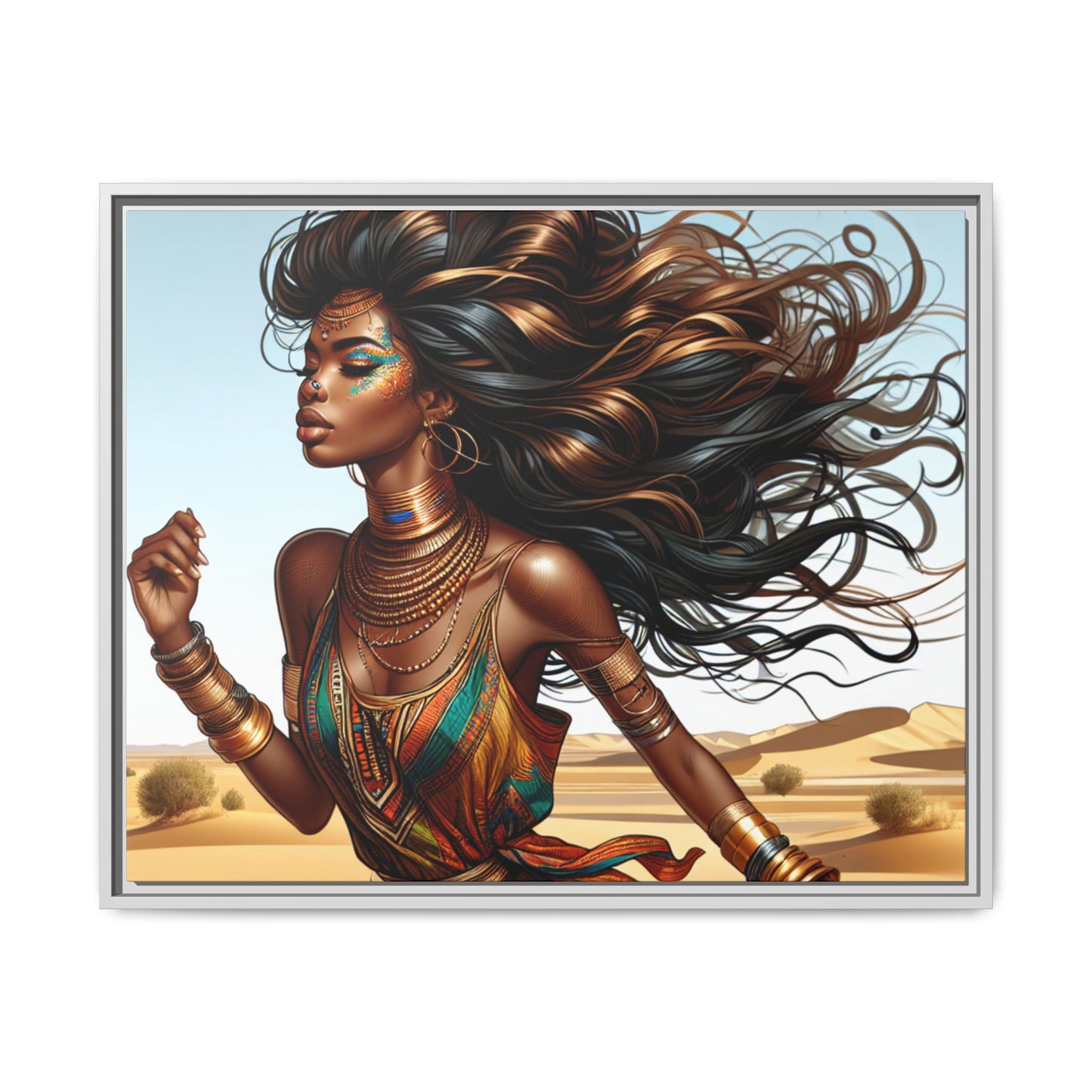 Framed Matte Canvas Art Print - Bohemian Elegance for Home Decor, African Woman Portrait, Gift for Art Lovers, Wall Decoration, [...]