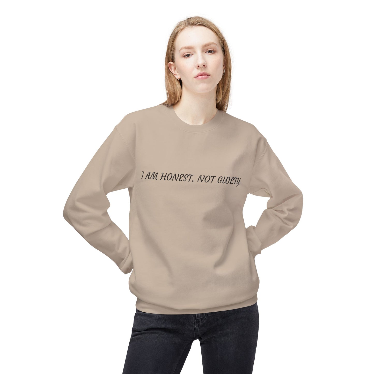 Honest Message Fleece Crewneck Sweatshirt | Unisex Casual Wear, Perfect Gift for Friends, Layering Piece, Everyday Comfort
