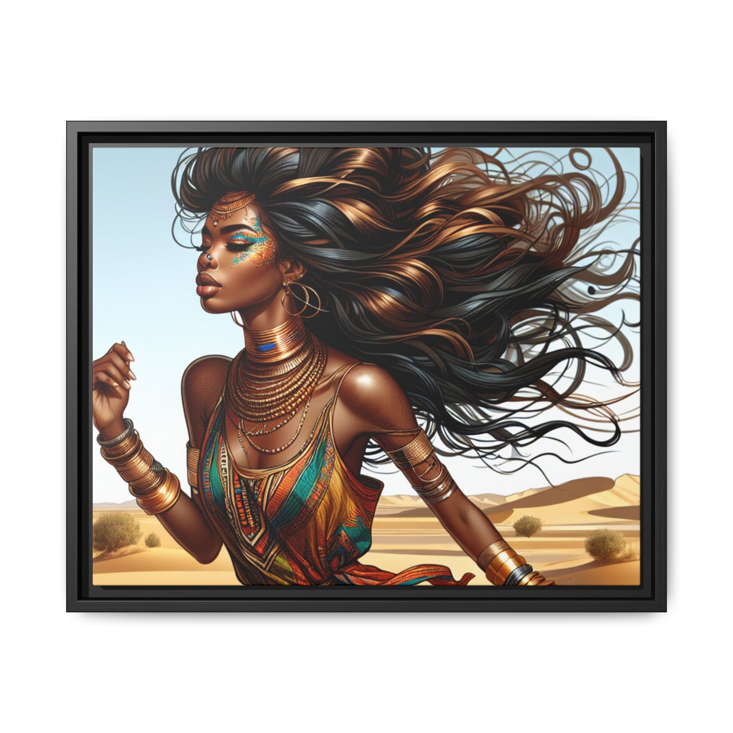 Framed Matte Canvas Art Print - Bohemian Elegance for Home Decor, African Woman Portrait, Gift for Art Lovers, Wall Decoration, [...]