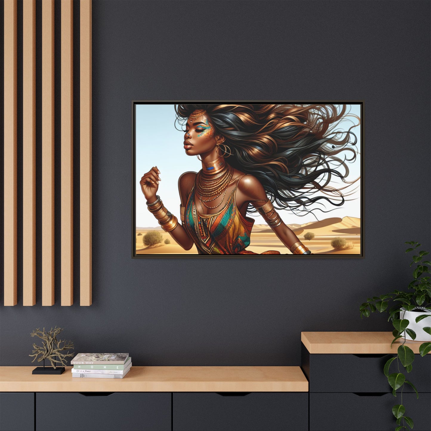 Framed Matte Canvas Art Print - Bohemian Elegance for Home Decor, African Woman Portrait, Gift for Art Lovers, Wall Decoration, [...]