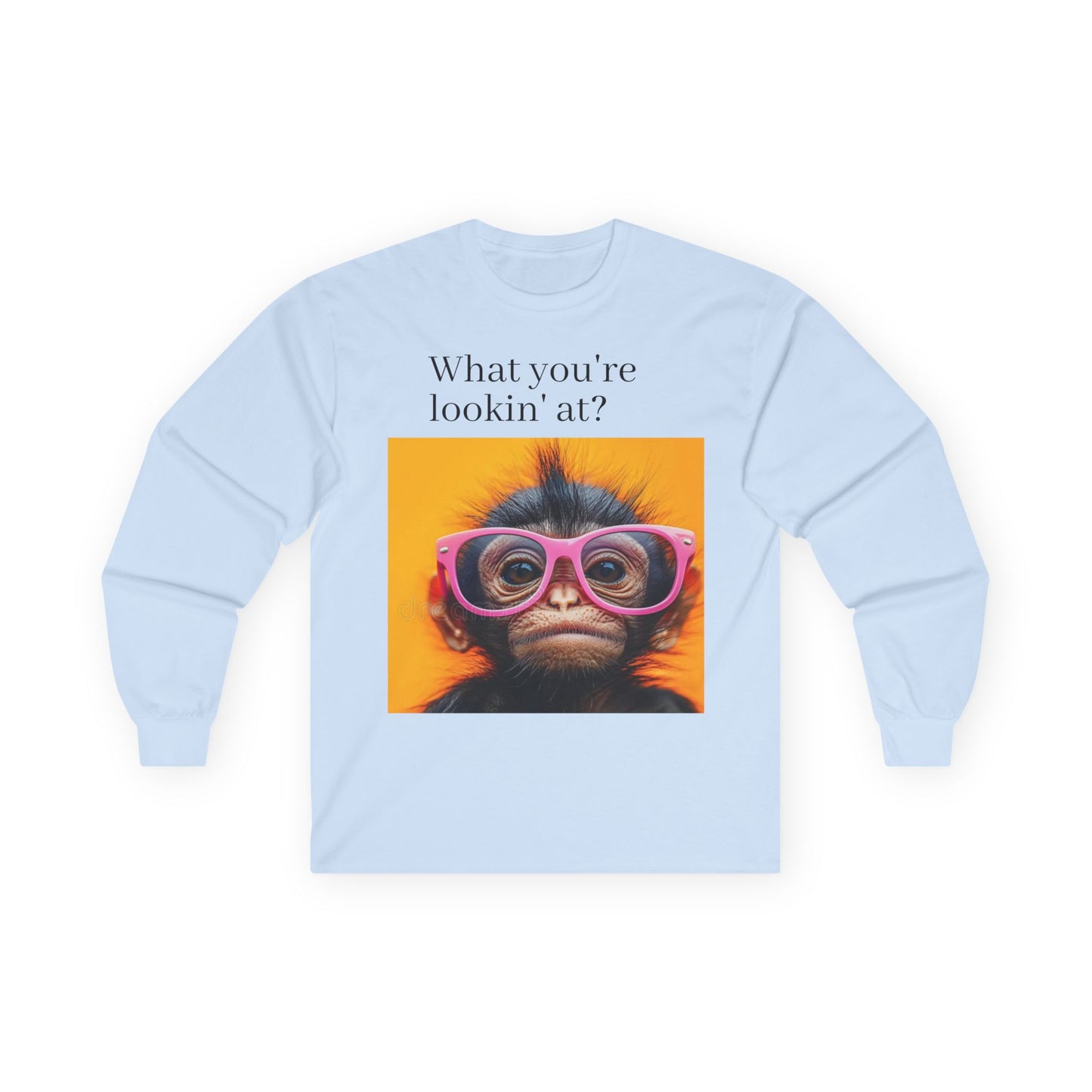 Cute Monkey Graphic Long Sleeve Tee, Funny Gift for Animal Lovers, Casual Wear, Gift for Birthdays, Special Occasions