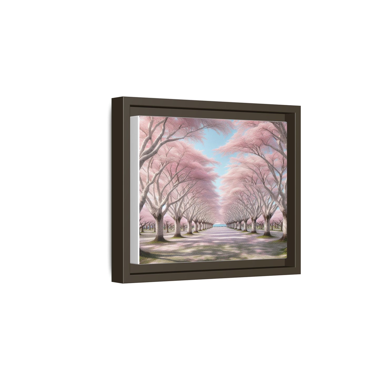 Blossom Path Canvas, Framed Wall Art, Pink Cherry Blossom Decor, Spring Home Decor, Gift for Nature Lovers, Ideal for Weddings
