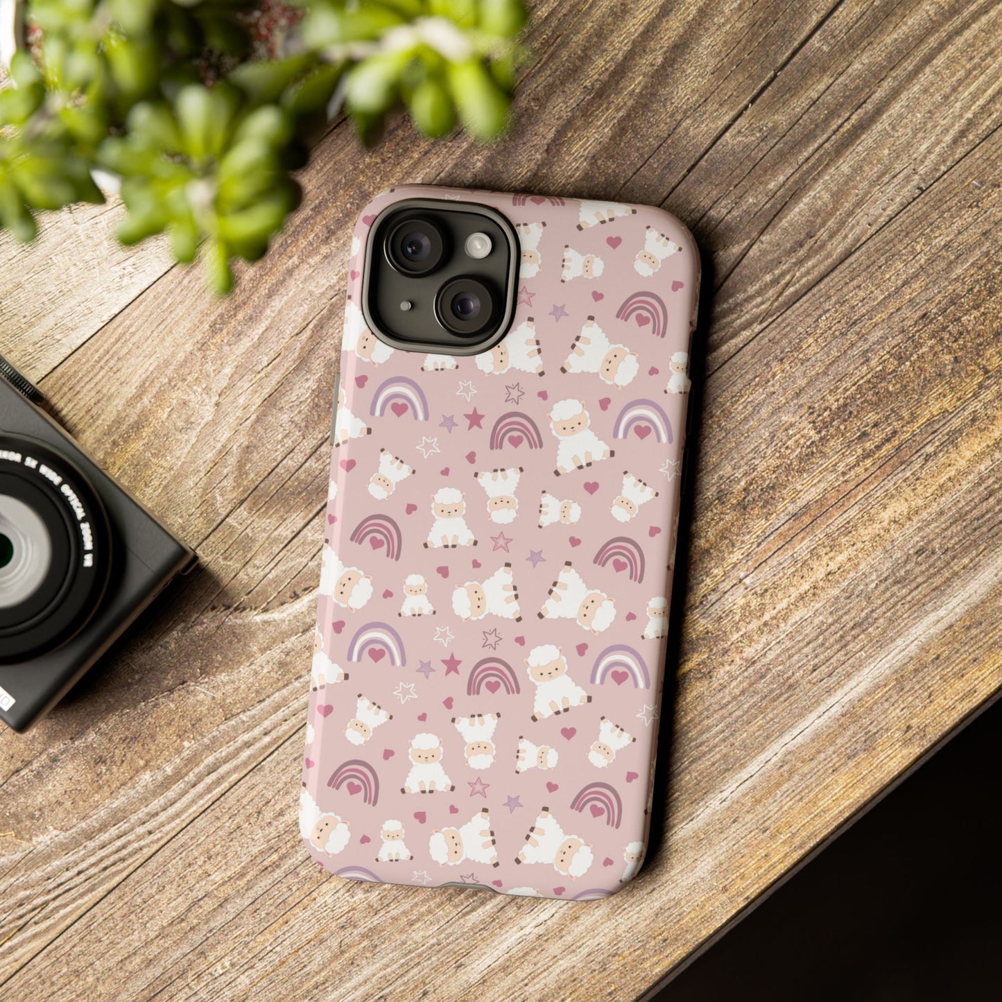 Cute Pastel Phone Case with Teddy Bears and Rainbows, Durable Phone Cover, Trendy Mobile Accessory, Gifts for Her, Birthday Must-Have