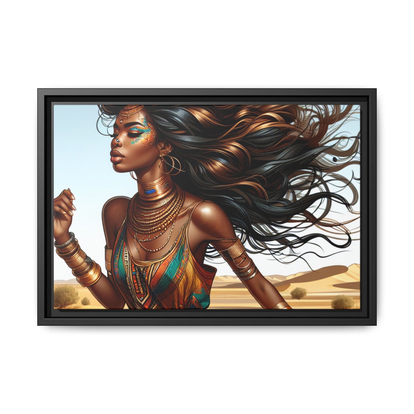 Framed Matte Canvas Art Print - Bohemian Elegance for Home Decor, African Woman Portrait, Gift for Art Lovers, Wall Decoration, [...]