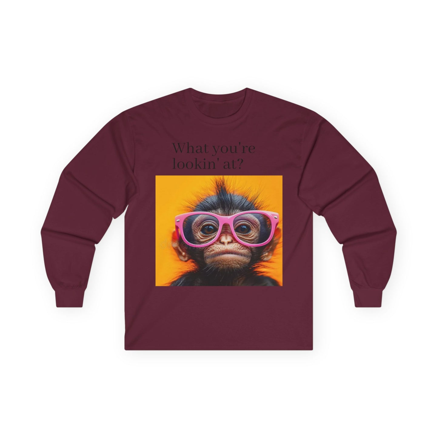 Cute Monkey Graphic Long Sleeve Tee, Funny Gift for Animal Lovers, Casual Wear, Gift for Birthdays, Special Occasions