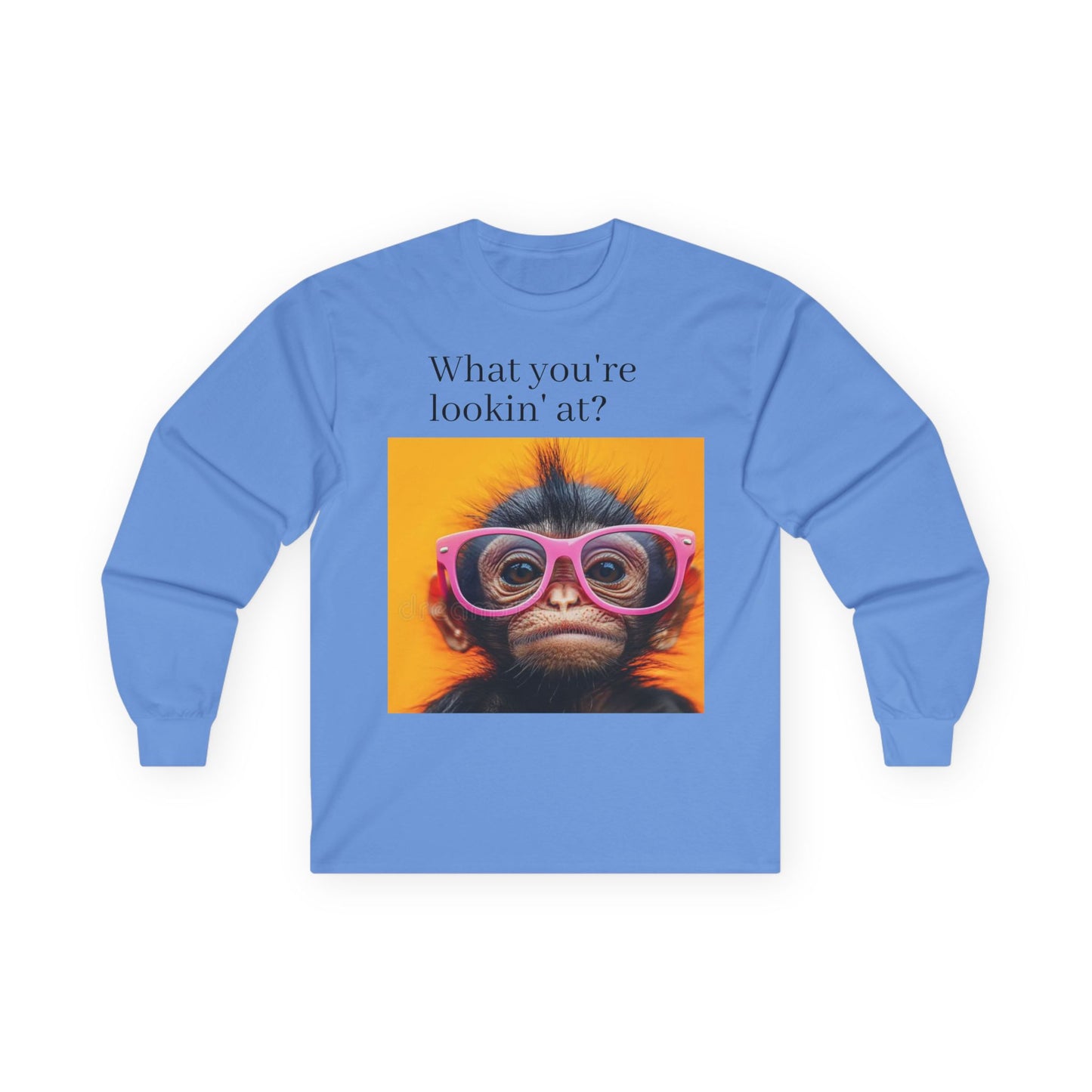 Cute Monkey Graphic Long Sleeve Tee, Funny Gift for Animal Lovers, Casual Wear, Gift for Birthdays, Special Occasions