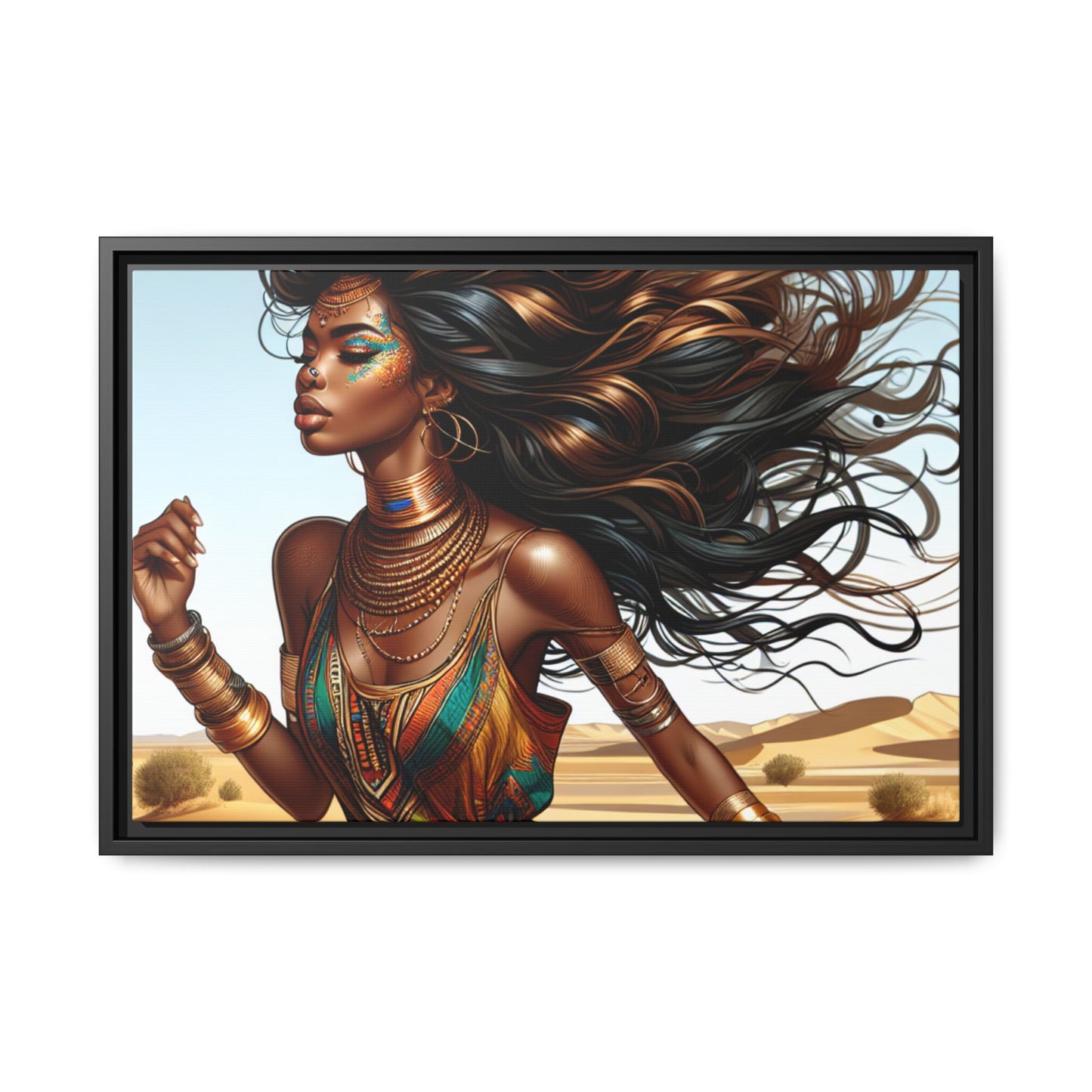 Framed Matte Canvas Art Print - Bohemian Elegance for Home Decor, African Woman Portrait, Gift for Art Lovers, Wall Decoration, [...]