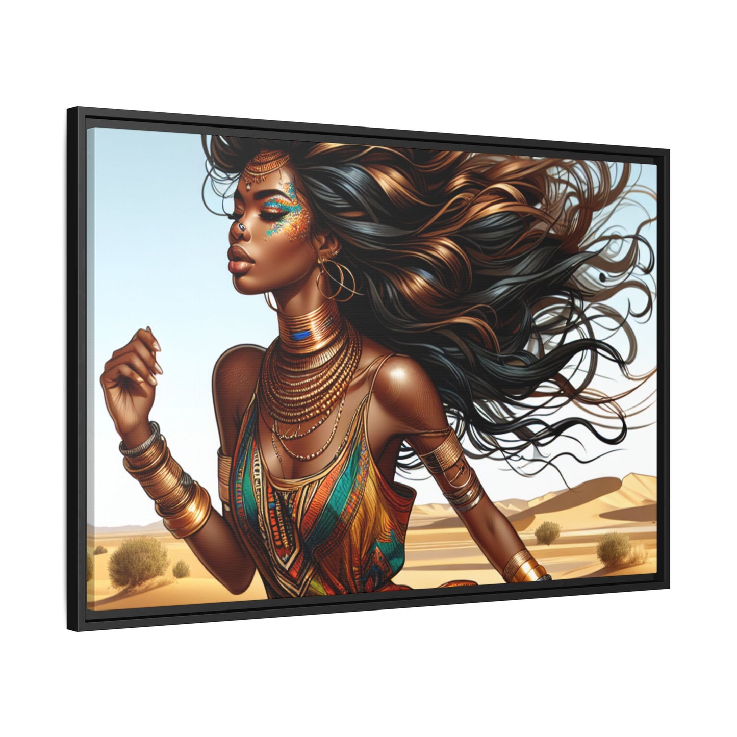Framed Matte Canvas Art Print - Bohemian Elegance for Home Decor, African Woman Portrait, Gift for Art Lovers, Wall Decoration, [...]