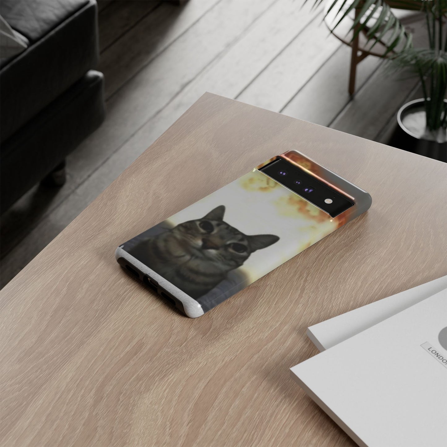 Cat-Themed Phone Case with Explosive Background, Tough Cases for Pet Lovers, Unique Gift for Cat Owners, Funny Animal Accessories, [...]