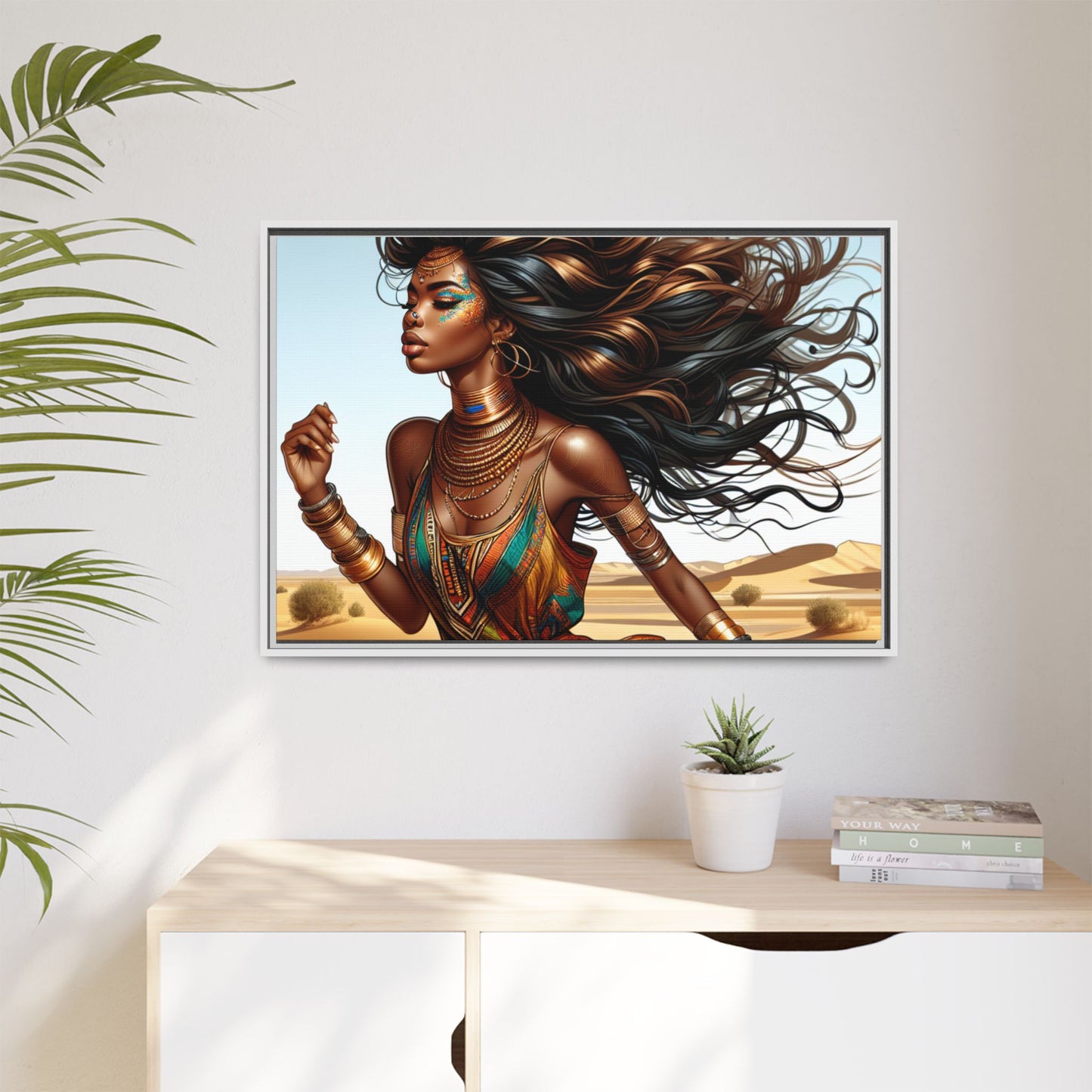 Framed Matte Canvas Art Print - Bohemian Elegance for Home Decor, African Woman Portrait, Gift for Art Lovers, Wall Decoration, [...]