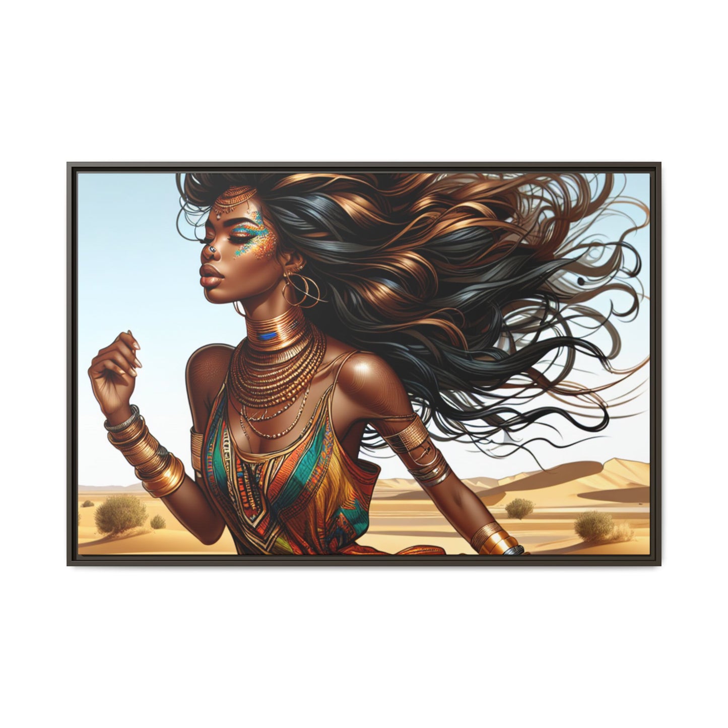 Framed Matte Canvas Art Print - Bohemian Elegance for Home Decor, African Woman Portrait, Gift for Art Lovers, Wall Decoration, [...]
