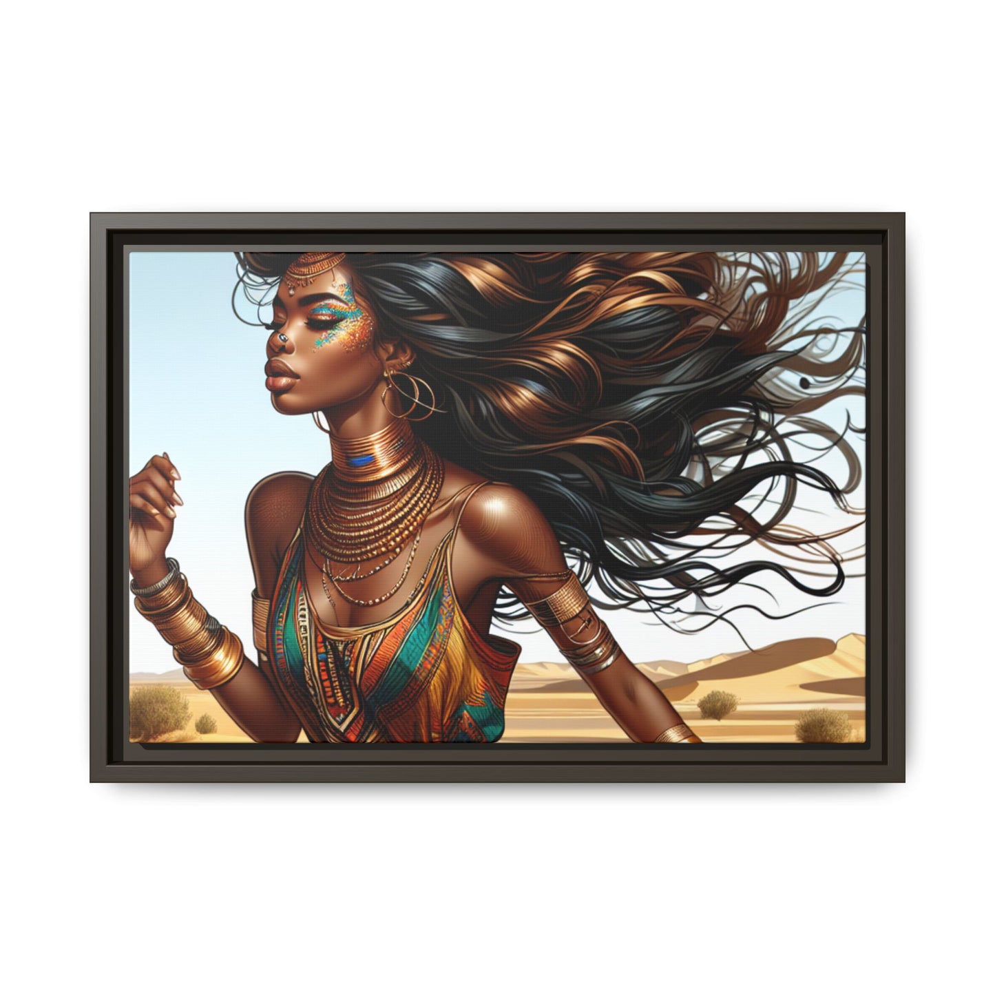 Framed Matte Canvas Art Print - Bohemian Elegance for Home Decor, African Woman Portrait, Gift for Art Lovers, Wall Decoration, [...]