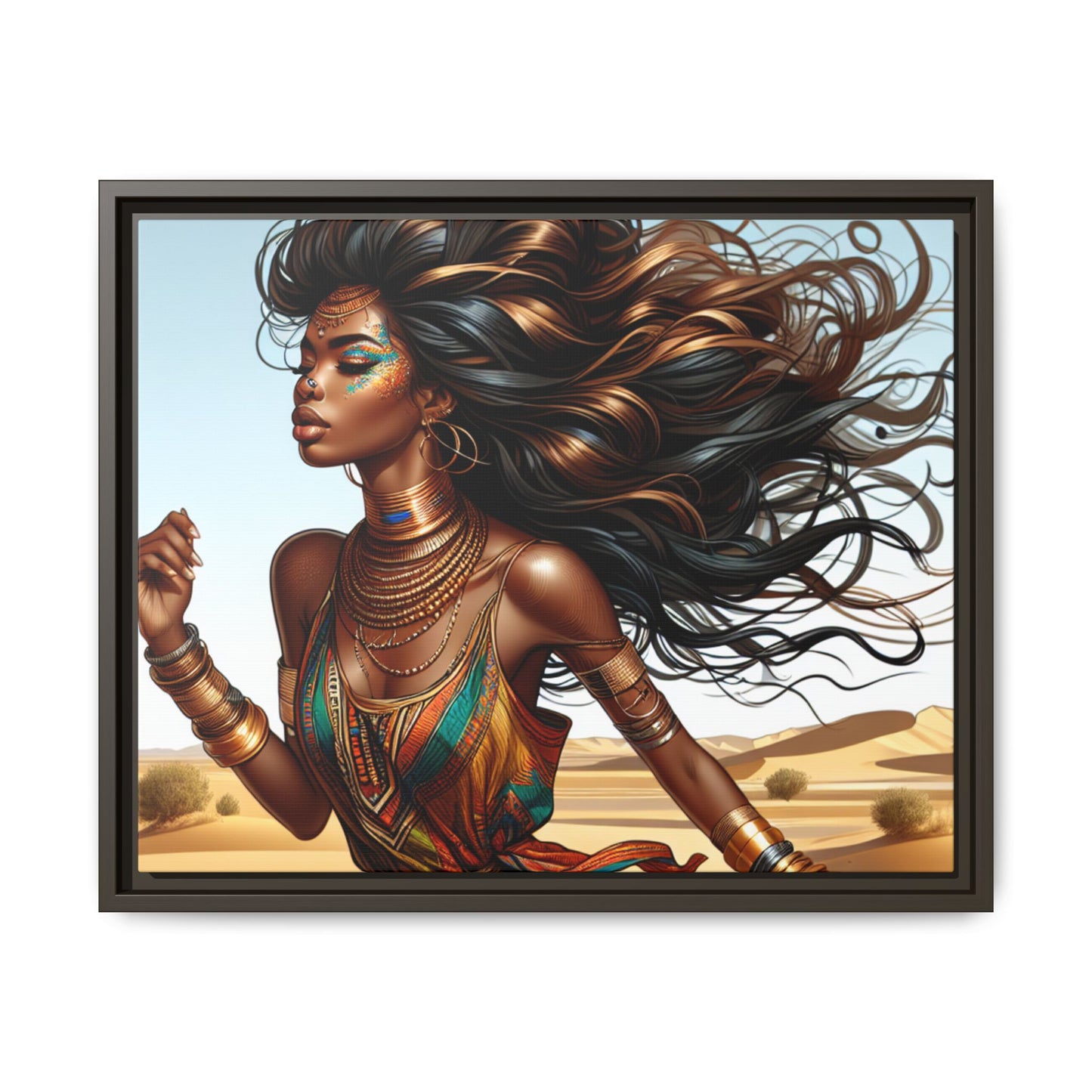 Framed Matte Canvas Art Print - Bohemian Elegance for Home Decor, African Woman Portrait, Gift for Art Lovers, Wall Decoration, [...]