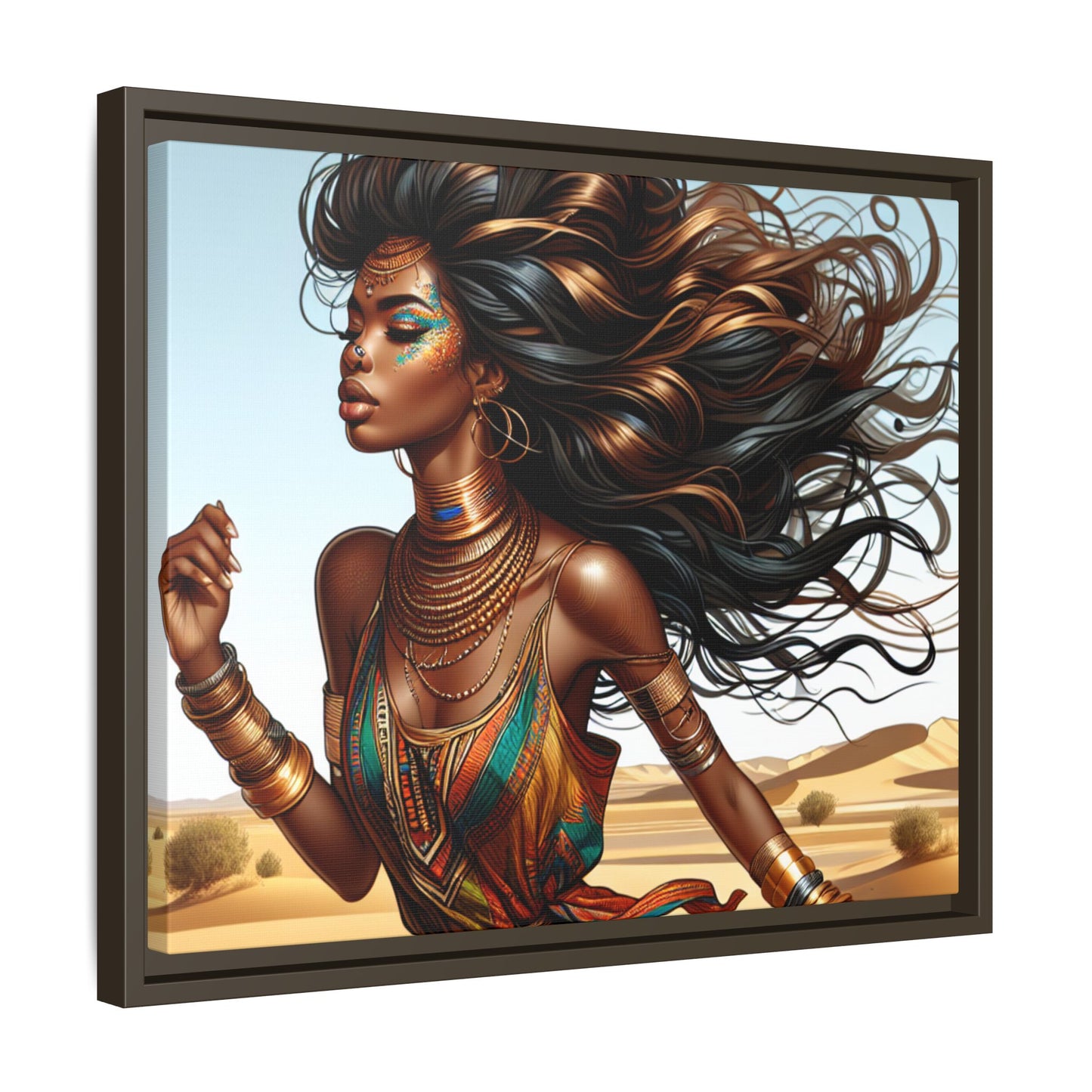 Framed Matte Canvas Art Print - Bohemian Elegance for Home Decor, African Woman Portrait, Gift for Art Lovers, Wall Decoration, [...]