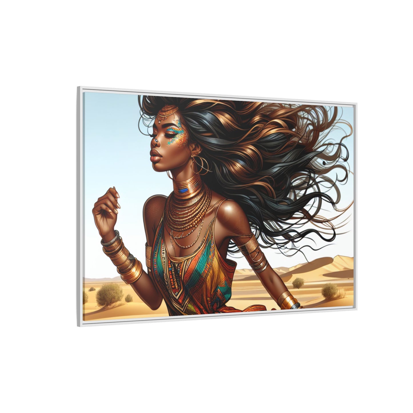 Framed Matte Canvas Art Print - Bohemian Elegance for Home Decor, African Woman Portrait, Gift for Art Lovers, Wall Decoration, [...]