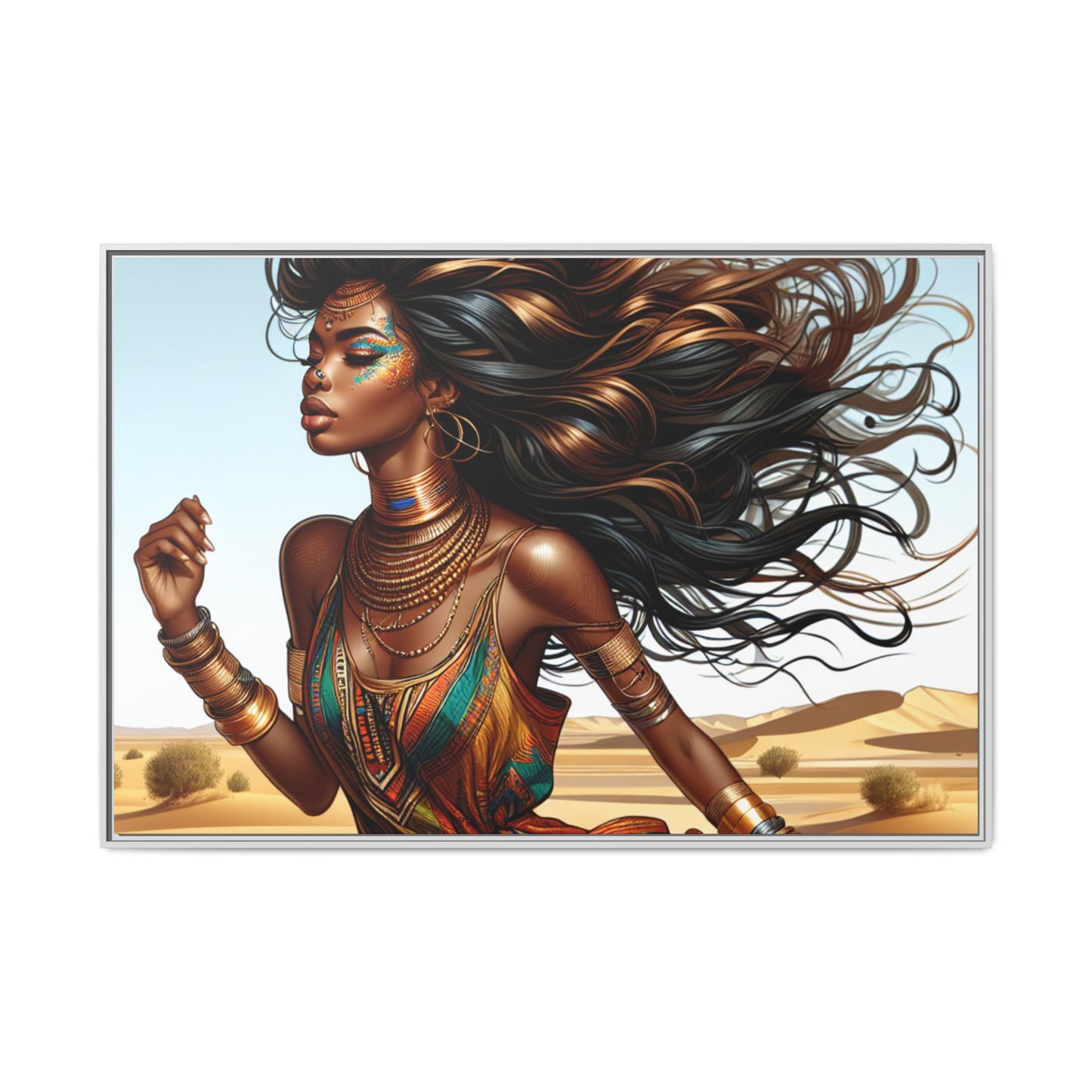 Framed Matte Canvas Art Print - Bohemian Elegance for Home Decor, African Woman Portrait, Gift for Art Lovers, Wall Decoration, [...]