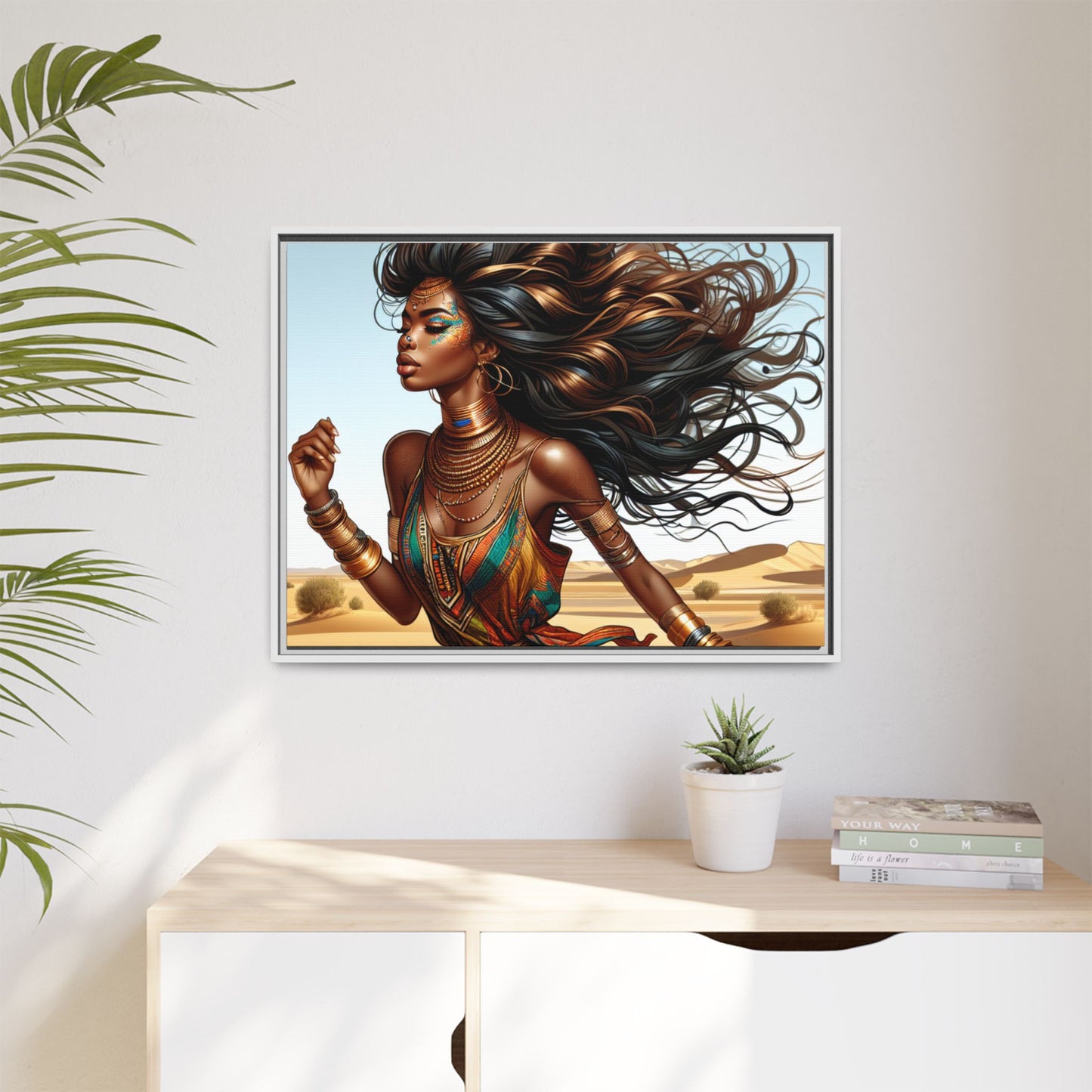 Framed Matte Canvas Art Print - Bohemian Elegance for Home Decor, African Woman Portrait, Gift for Art Lovers, Wall Decoration, [...]