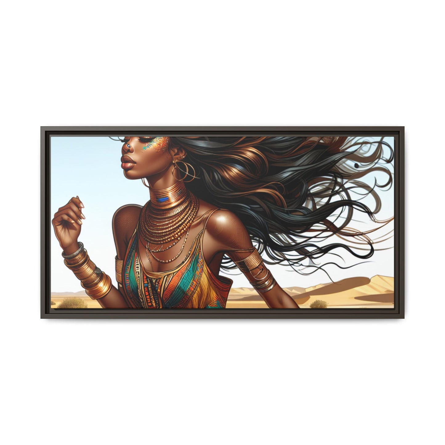 Framed Matte Canvas Art Print - Bohemian Elegance for Home Decor, African Woman Portrait, Gift for Art Lovers, Wall Decoration, [...]