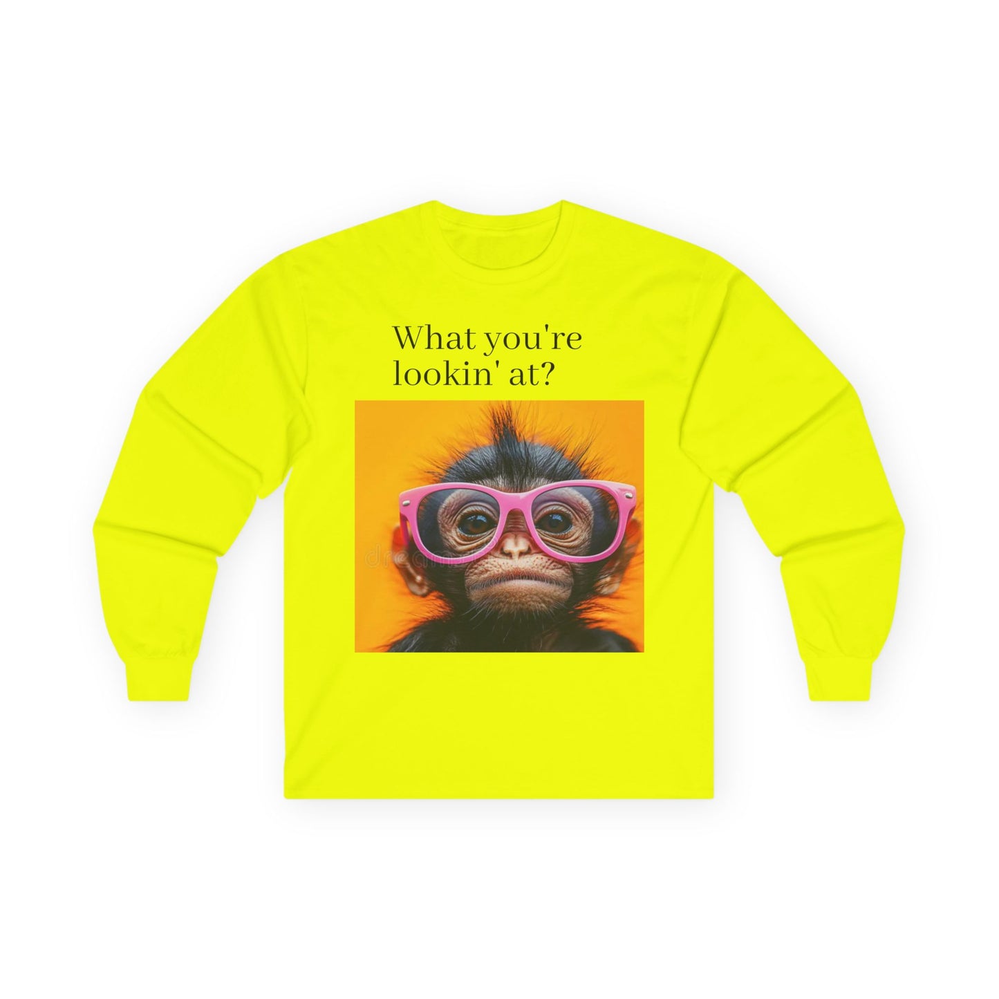 Cute Monkey Graphic Long Sleeve Tee, Funny Gift for Animal Lovers, Casual Wear, Gift for Birthdays, Special Occasions