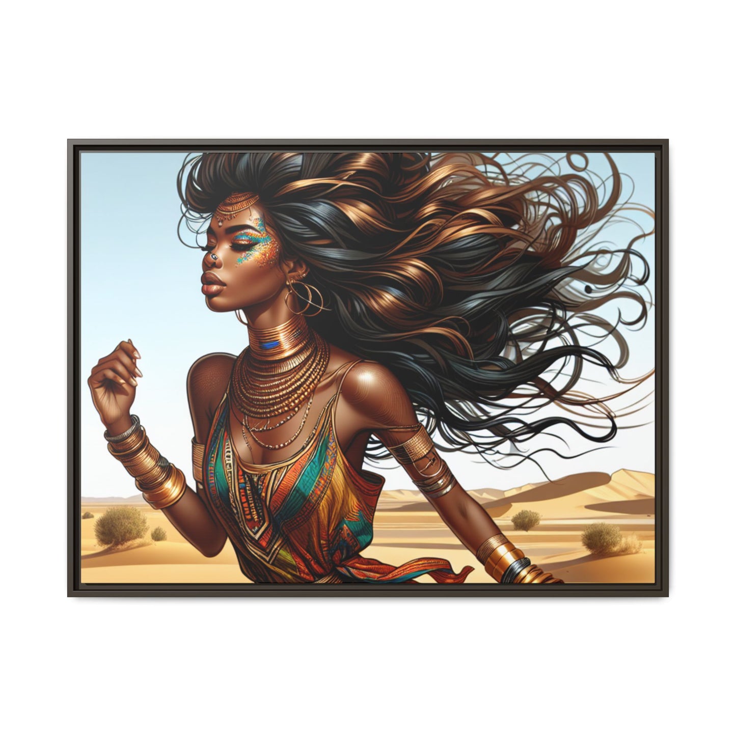 Framed Matte Canvas Art Print - Bohemian Elegance for Home Decor, African Woman Portrait, Gift for Art Lovers, Wall Decoration, [...]