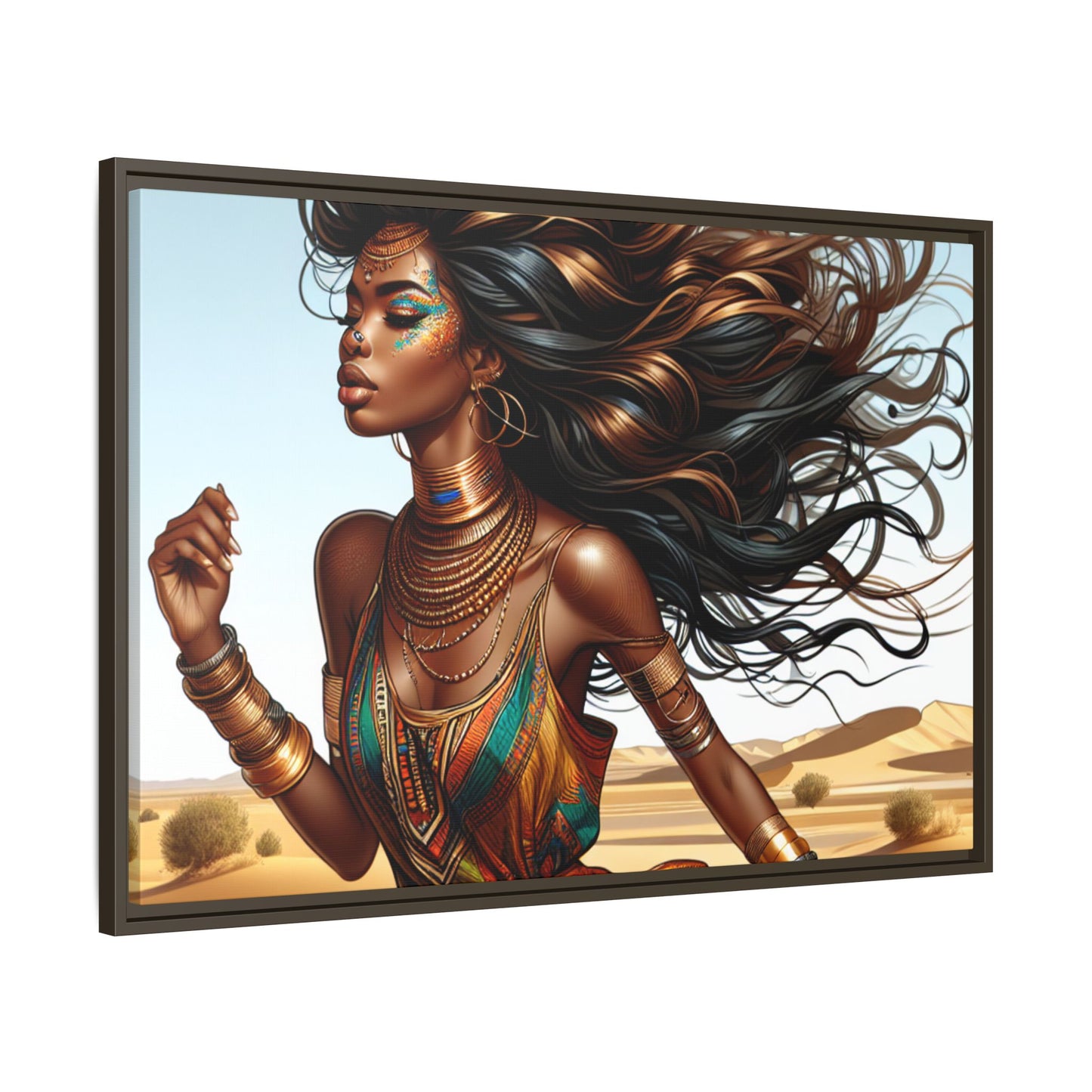 Framed Matte Canvas Art Print - Bohemian Elegance for Home Decor, African Woman Portrait, Gift for Art Lovers, Wall Decoration, [...]
