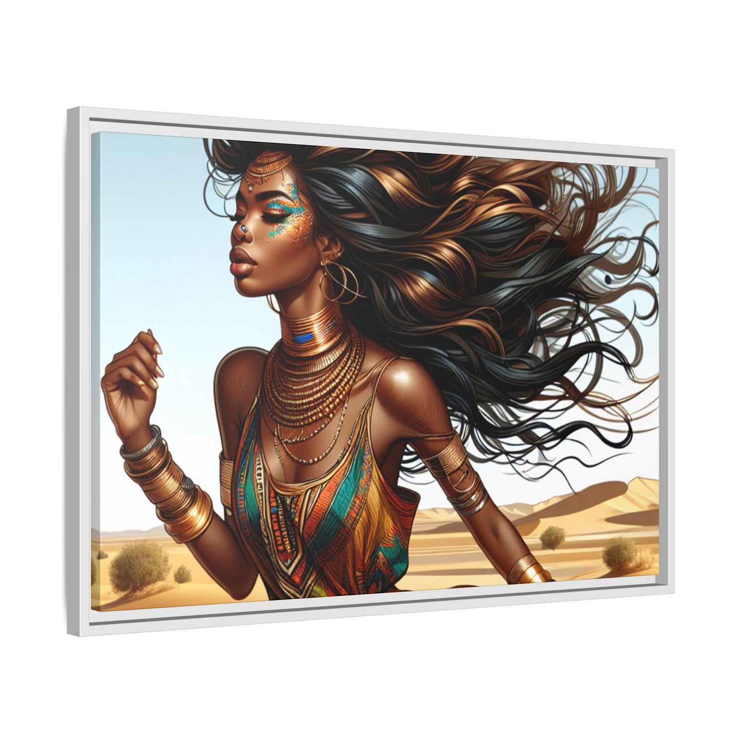 Framed Matte Canvas Art Print - Bohemian Elegance for Home Decor, African Woman Portrait, Gift for Art Lovers, Wall Decoration, [...]