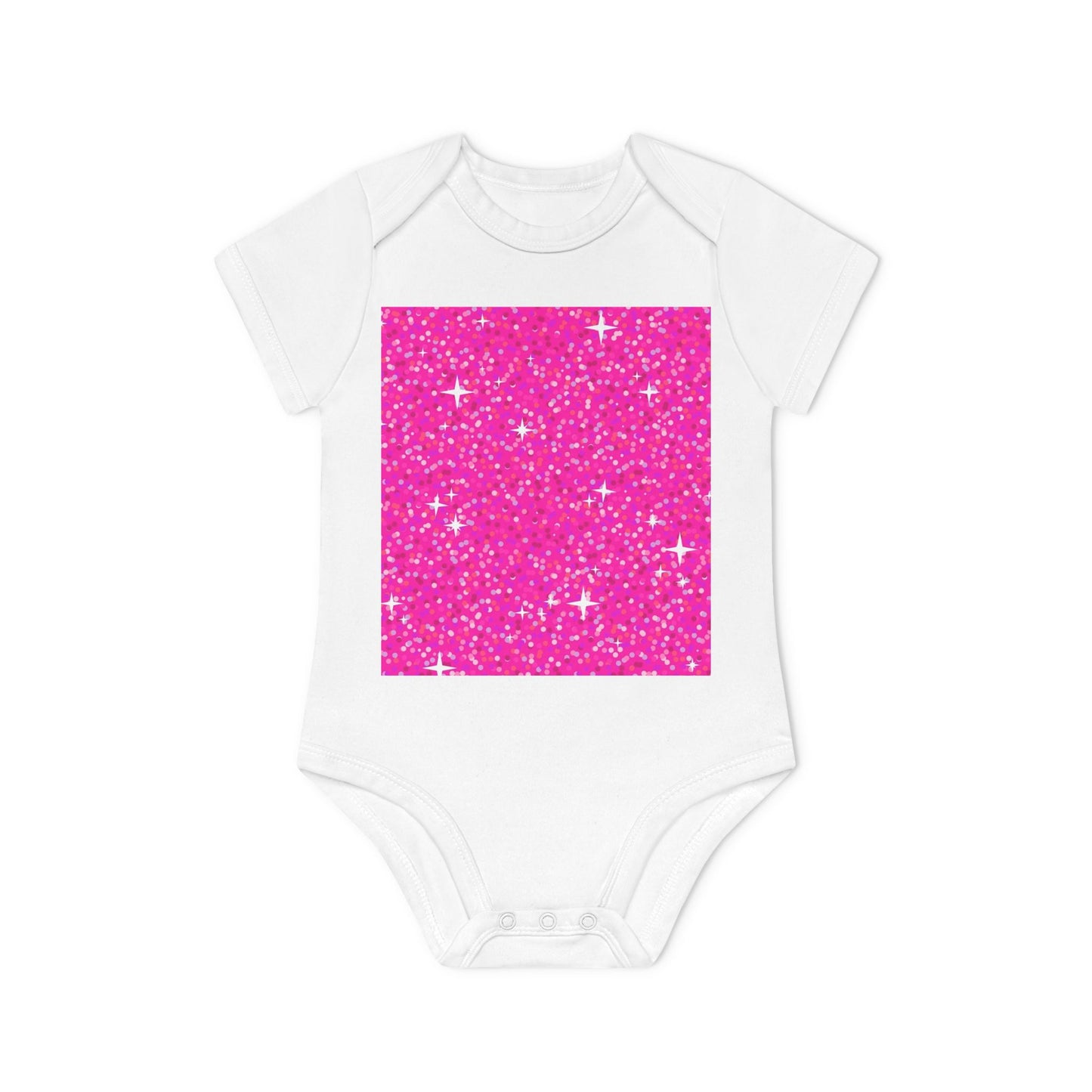 Baby Organic Bodysuit with Sparkling Pink Design, Baby Shower Gift, Cute Infant Clothing, Newborn Onesie, Eco-Friendly Baby Wear