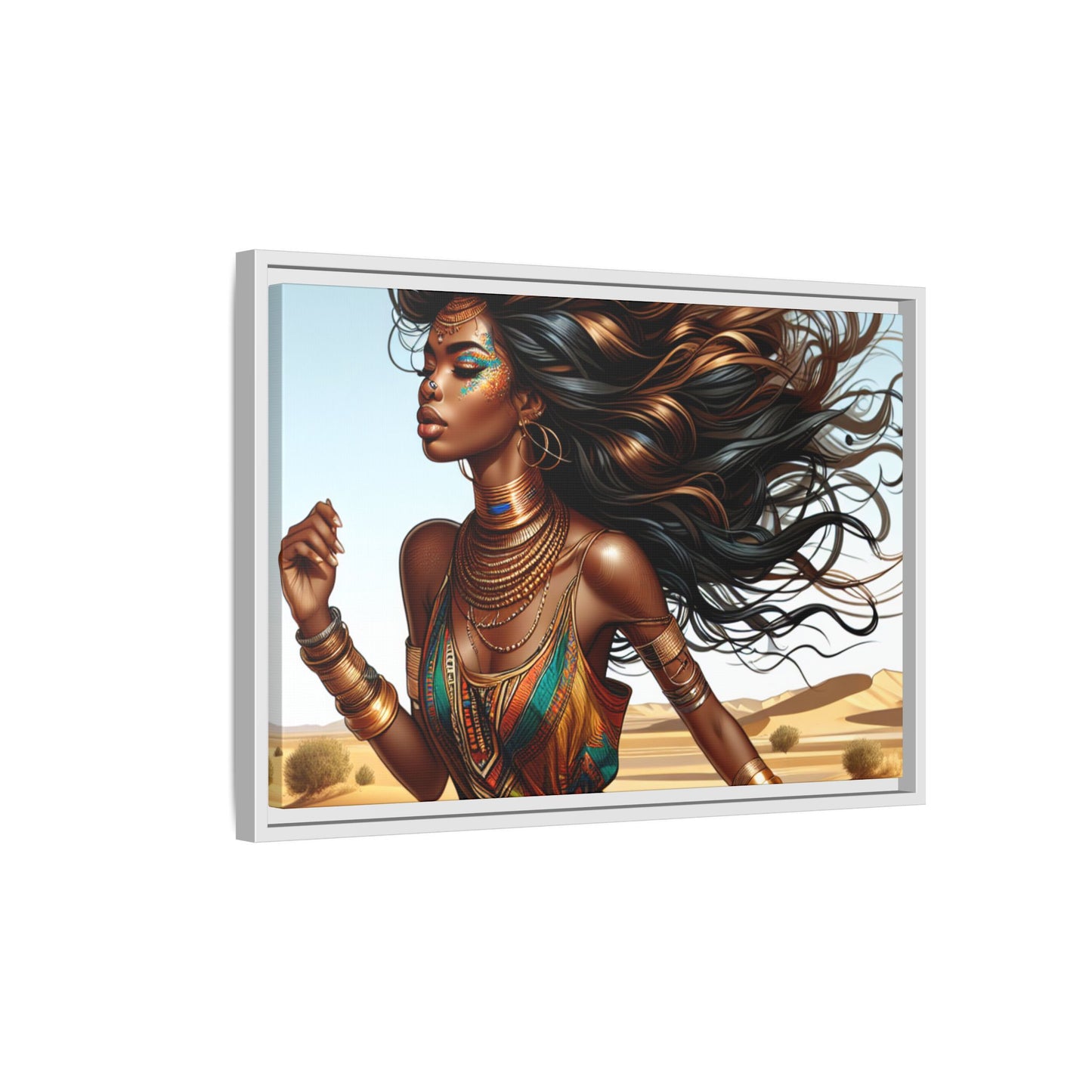 Framed Matte Canvas Art Print - Bohemian Elegance for Home Decor, African Woman Portrait, Gift for Art Lovers, Wall Decoration, [...]