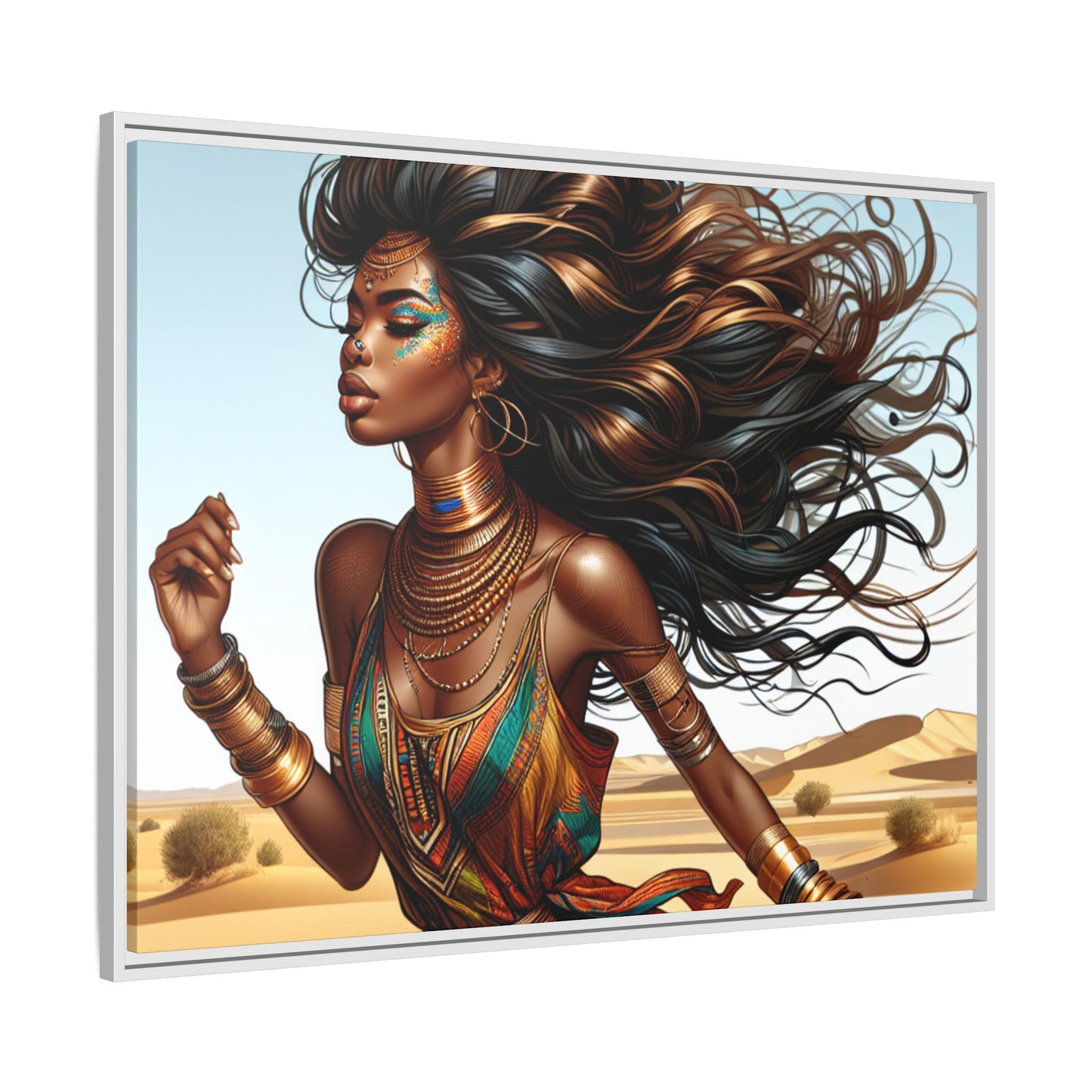 Framed Matte Canvas Art Print - Bohemian Elegance for Home Decor, African Woman Portrait, Gift for Art Lovers, Wall Decoration, [...]