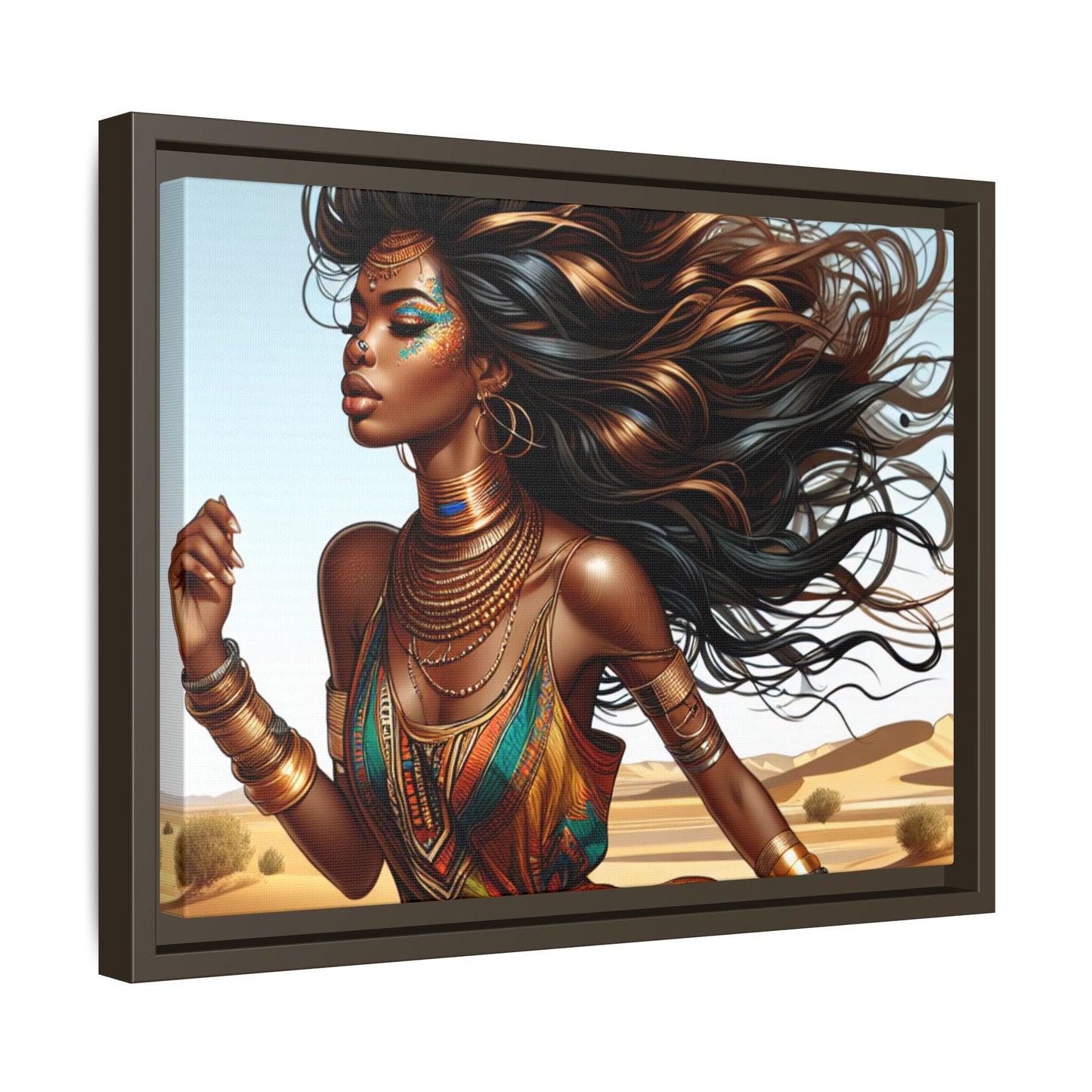 Framed Matte Canvas Art Print - Bohemian Elegance for Home Decor, African Woman Portrait, Gift for Art Lovers, Wall Decoration, [...]