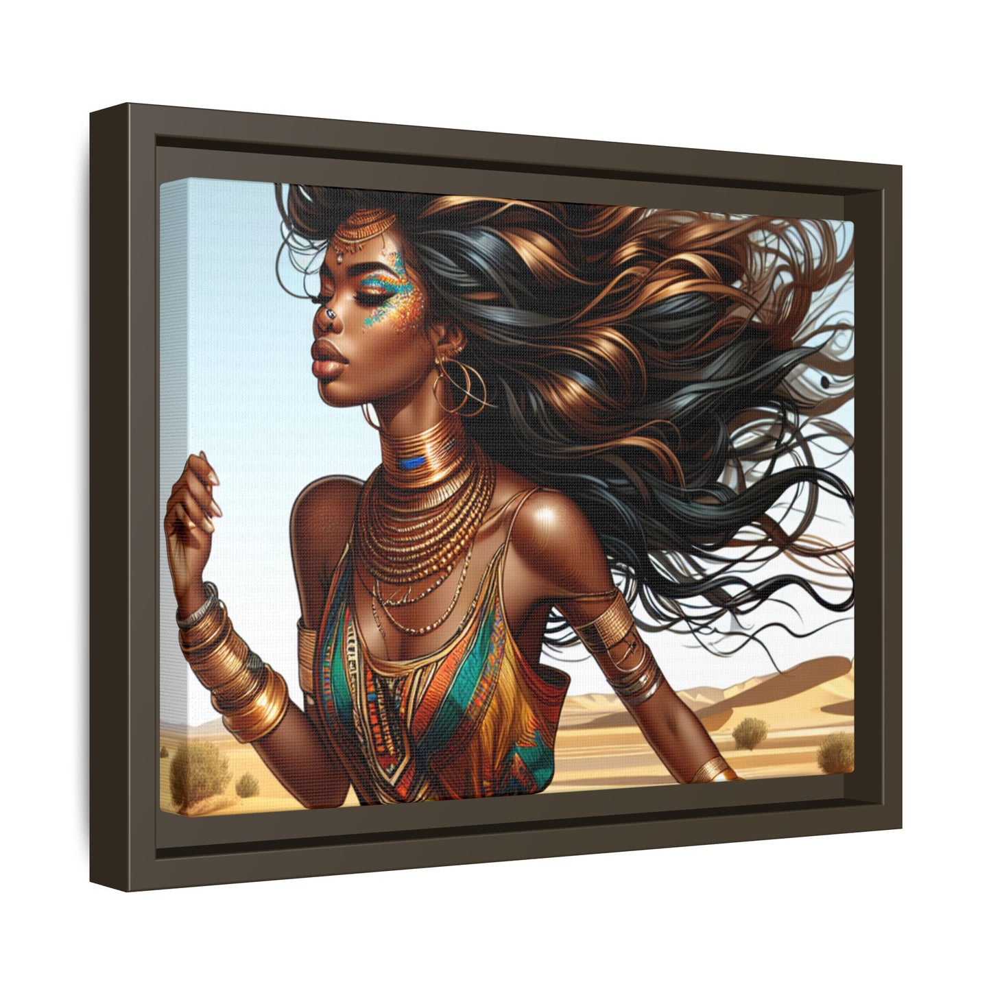 Framed Matte Canvas Art Print - Bohemian Elegance for Home Decor, African Woman Portrait, Gift for Art Lovers, Wall Decoration, [...]