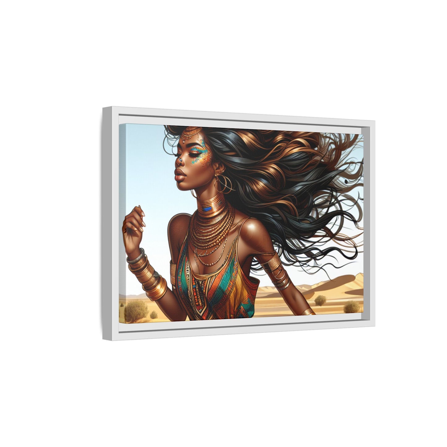 Framed Matte Canvas Art Print - Bohemian Elegance for Home Decor, African Woman Portrait, Gift for Art Lovers, Wall Decoration, [...]