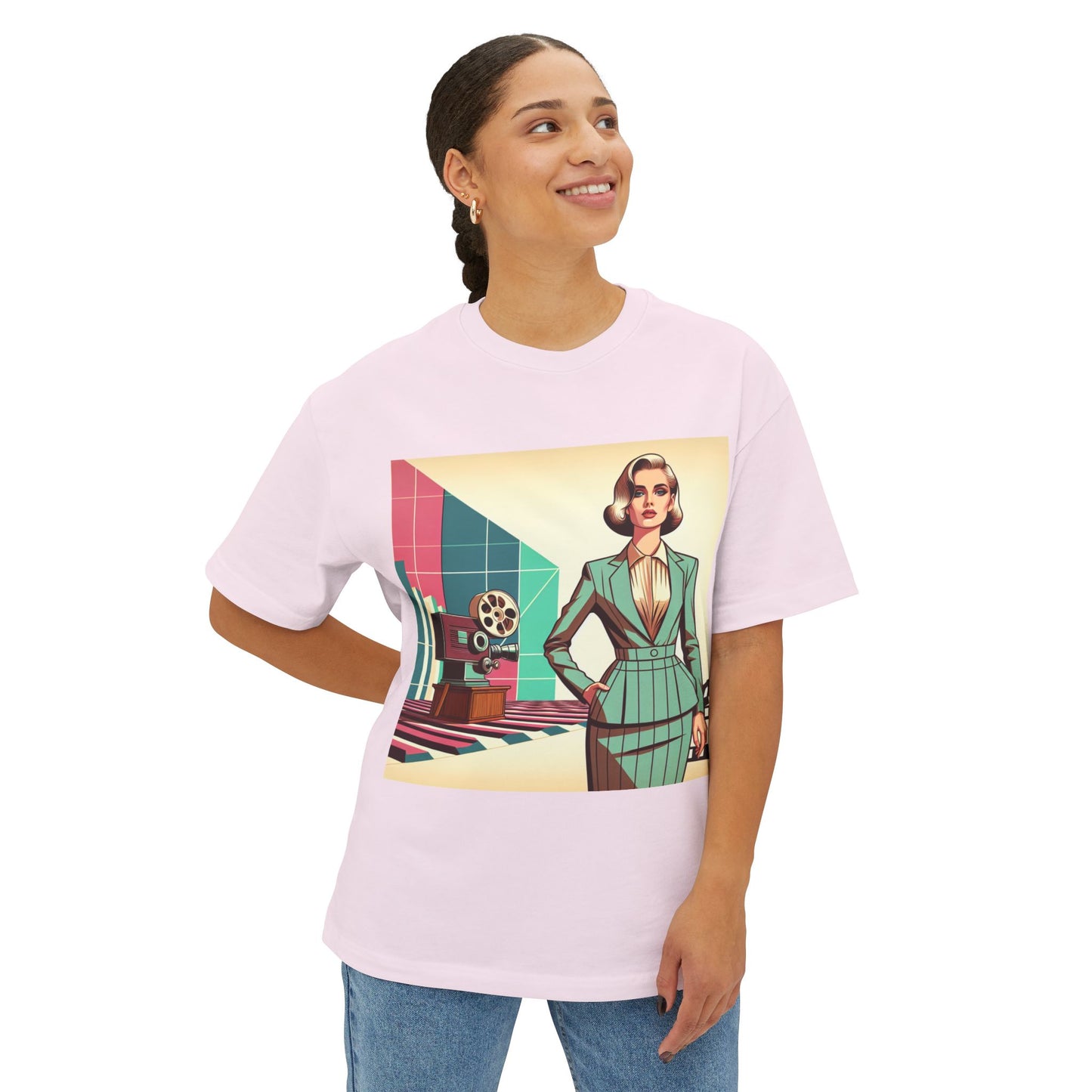 Vintage-Inspired Boxy Tee with Retro Film Design, Casual Wear, Gift for Movie Lovers, Soft Cotton T-Shirt, Trendy Vintage Top