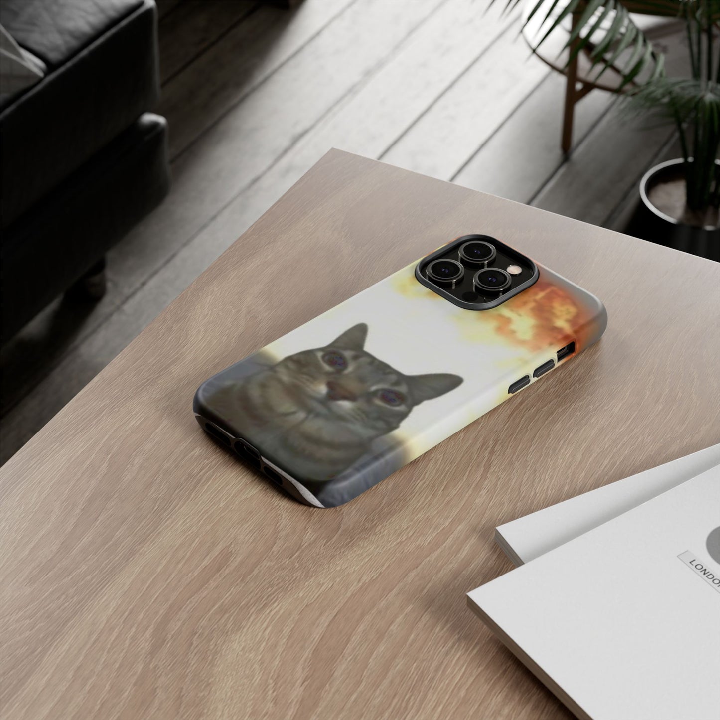 Cat-Themed Phone Case with Explosive Background, Tough Cases for Pet Lovers, Unique Gift for Cat Owners, Funny Animal Accessories, [...]