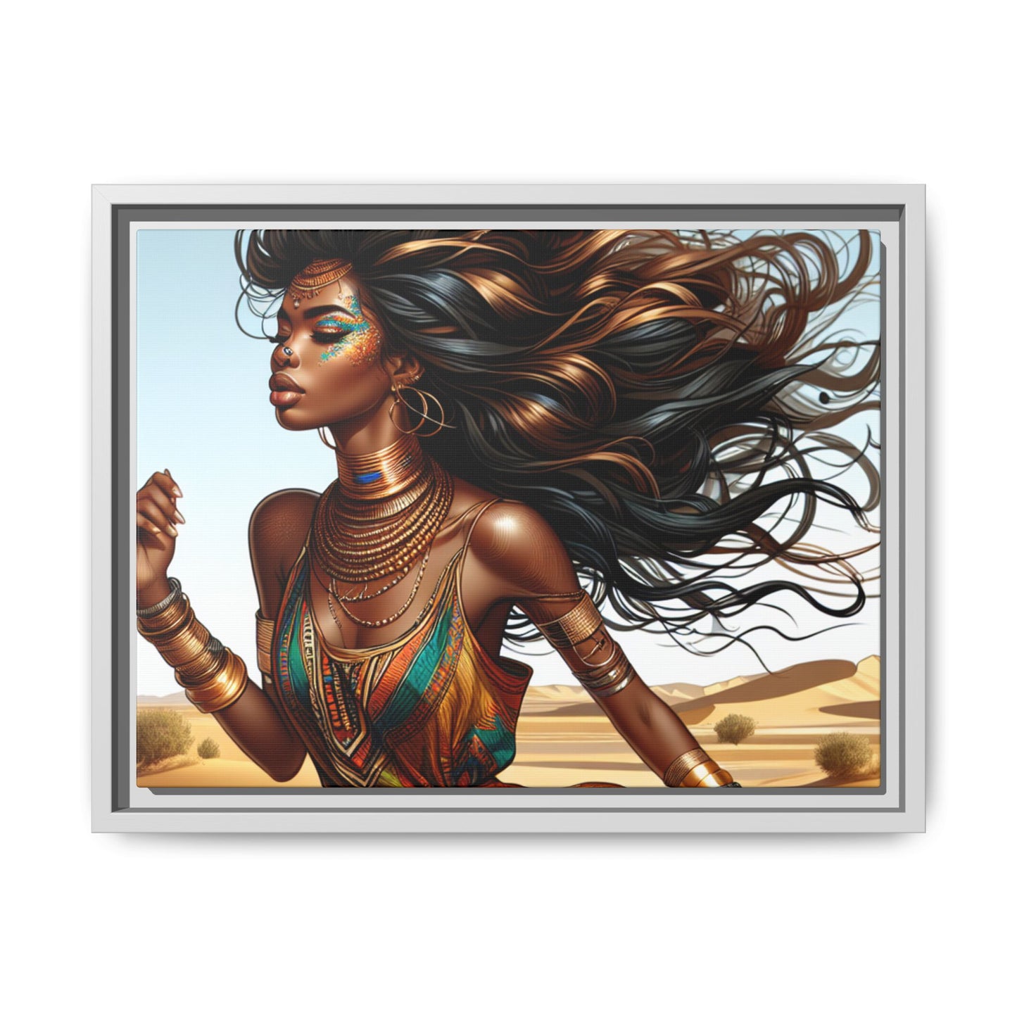 Framed Matte Canvas Art Print - Bohemian Elegance for Home Decor, African Woman Portrait, Gift for Art Lovers, Wall Decoration, [...]