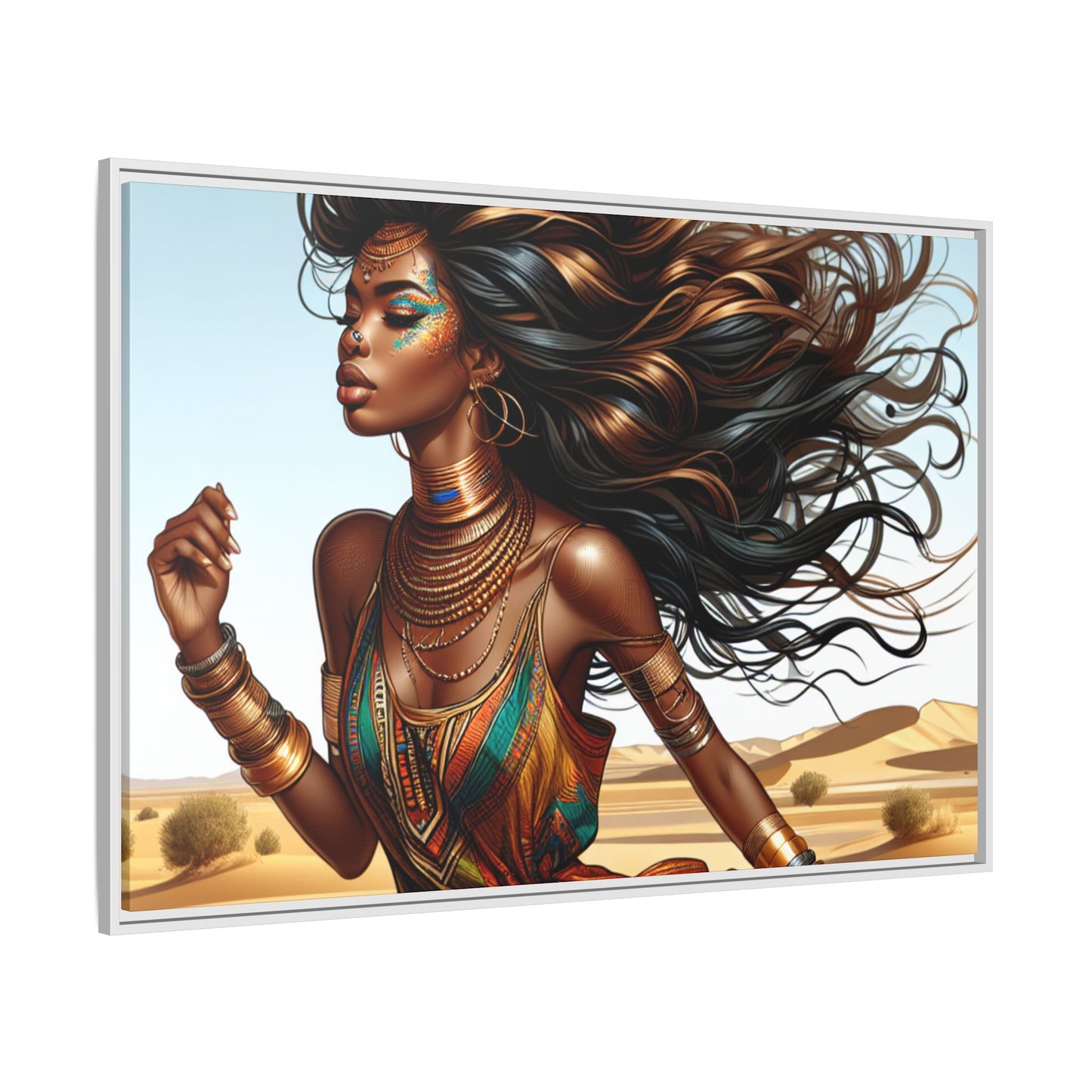 Framed Matte Canvas Art Print - Bohemian Elegance for Home Decor, African Woman Portrait, Gift for Art Lovers, Wall Decoration, [...]