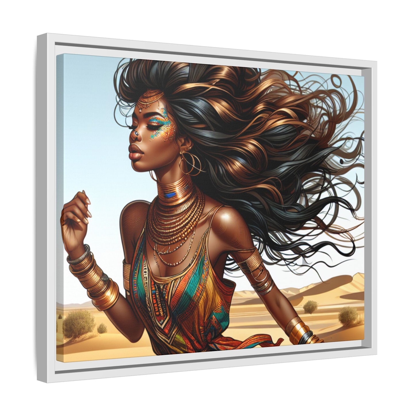 Framed Matte Canvas Art Print - Bohemian Elegance for Home Decor, African Woman Portrait, Gift for Art Lovers, Wall Decoration, [...]