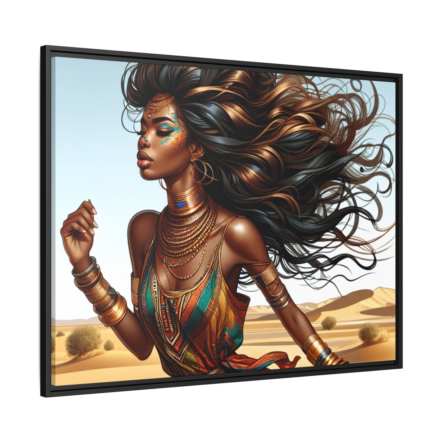 Framed Matte Canvas Art Print - Bohemian Elegance for Home Decor, African Woman Portrait, Gift for Art Lovers, Wall Decoration, [...]