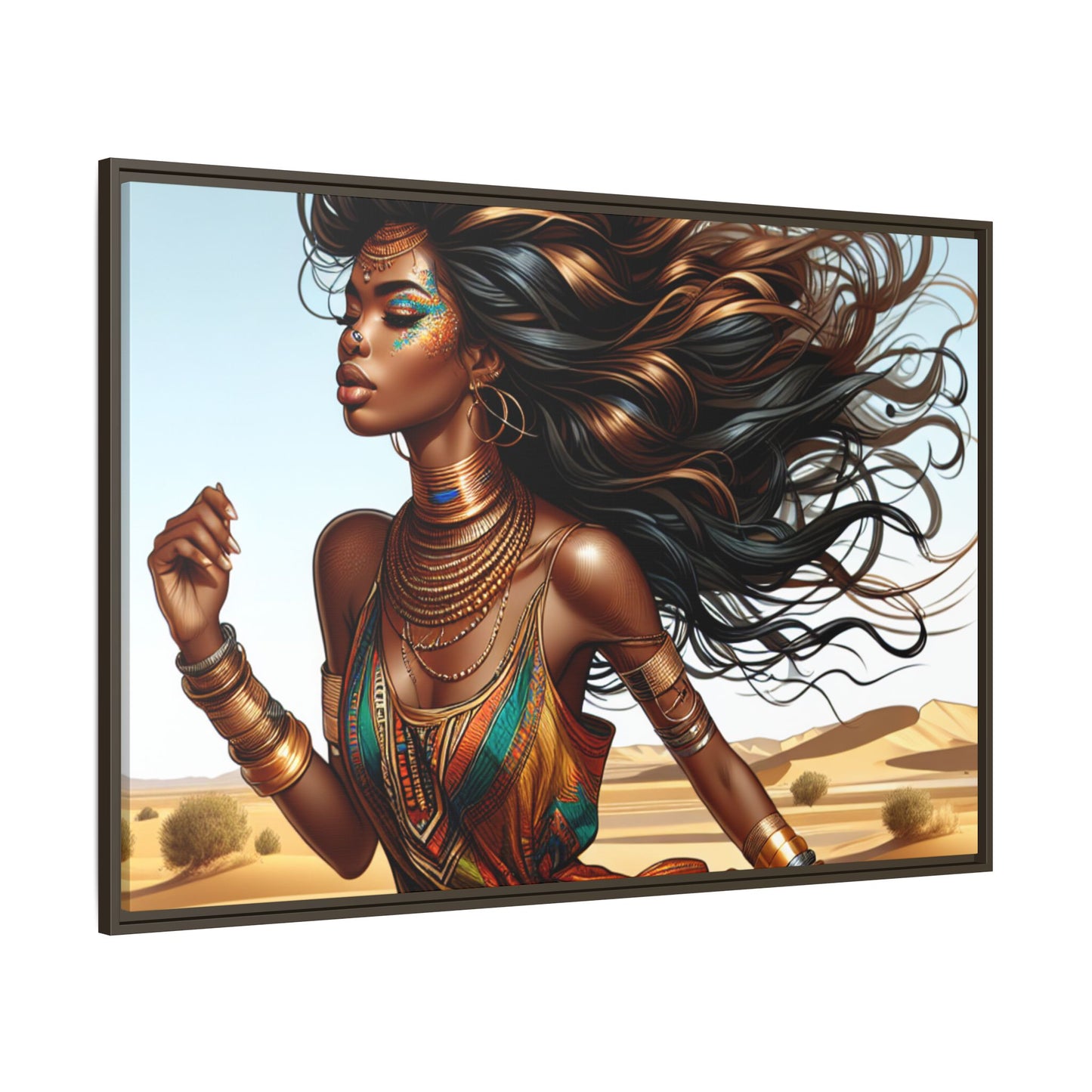 Framed Matte Canvas Art Print - Bohemian Elegance for Home Decor, African Woman Portrait, Gift for Art Lovers, Wall Decoration, [...]