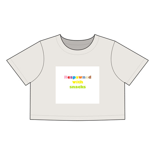 Gaming Humor Crop Tee, Fun Casual Tee, Gamer's Gift, Foodie Apparel, Snack Lover Shirt, Playful Fashion